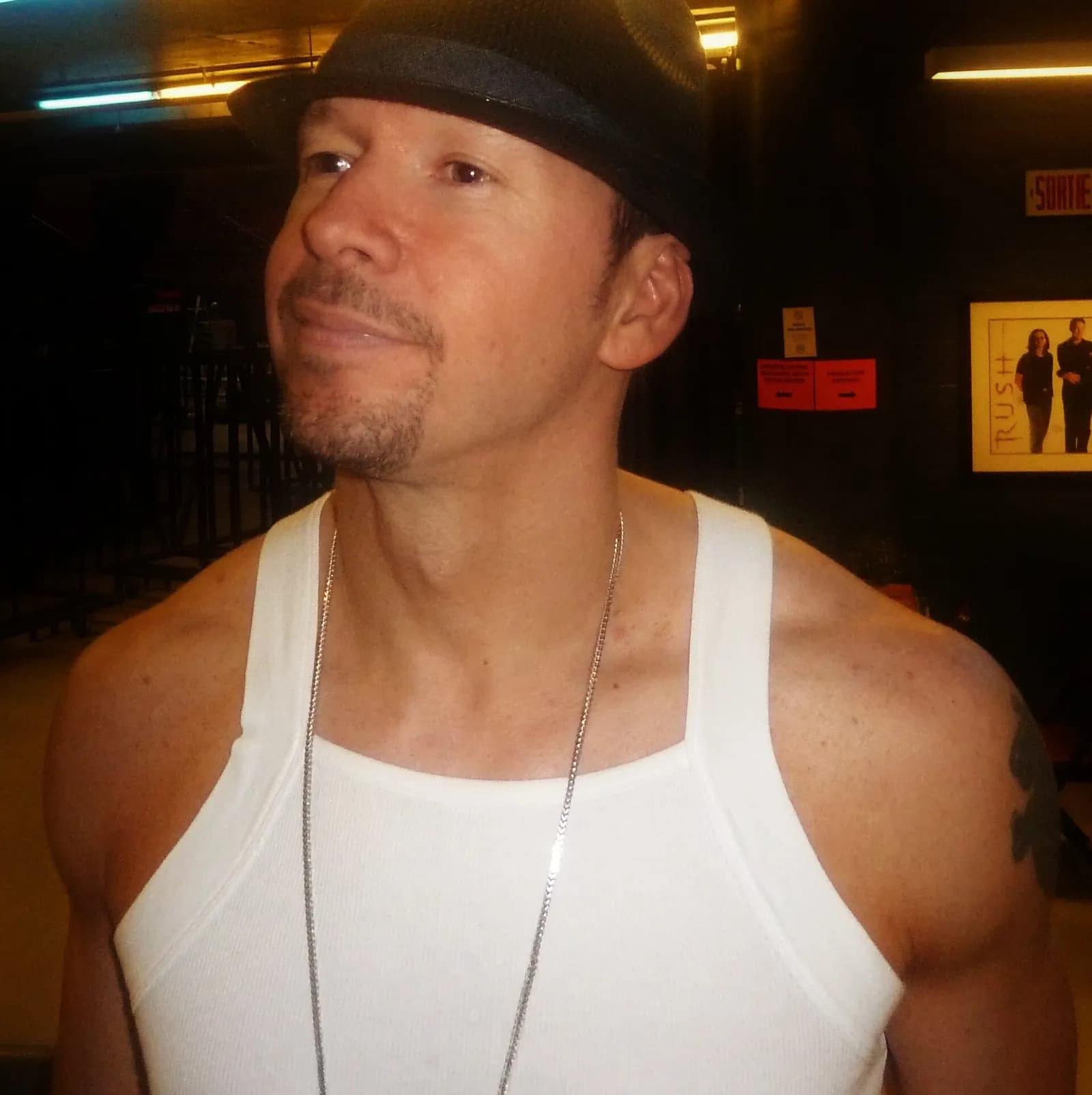 Donnie Wahlberg backstage after a performance.
