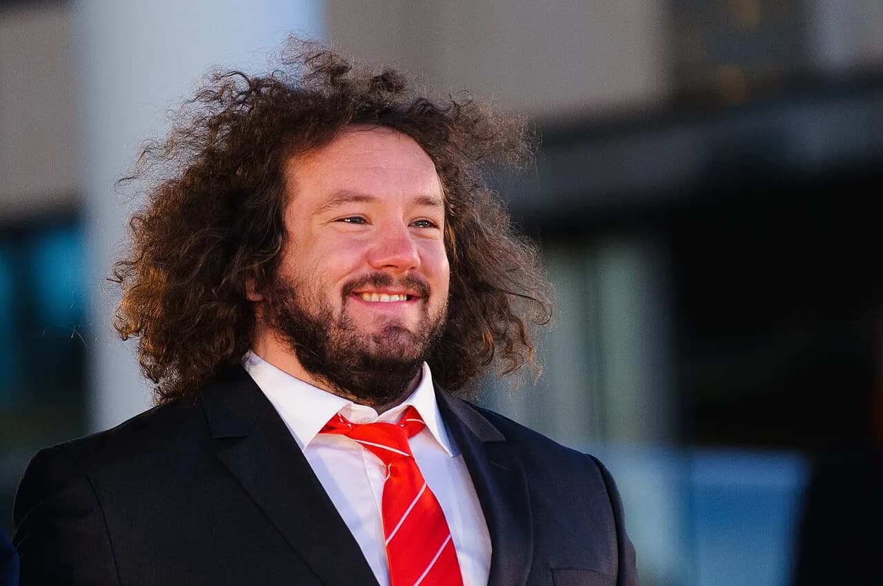Adam Jones at the Wales Grand Slam celebration at the Senedd in Cardiff in 2012