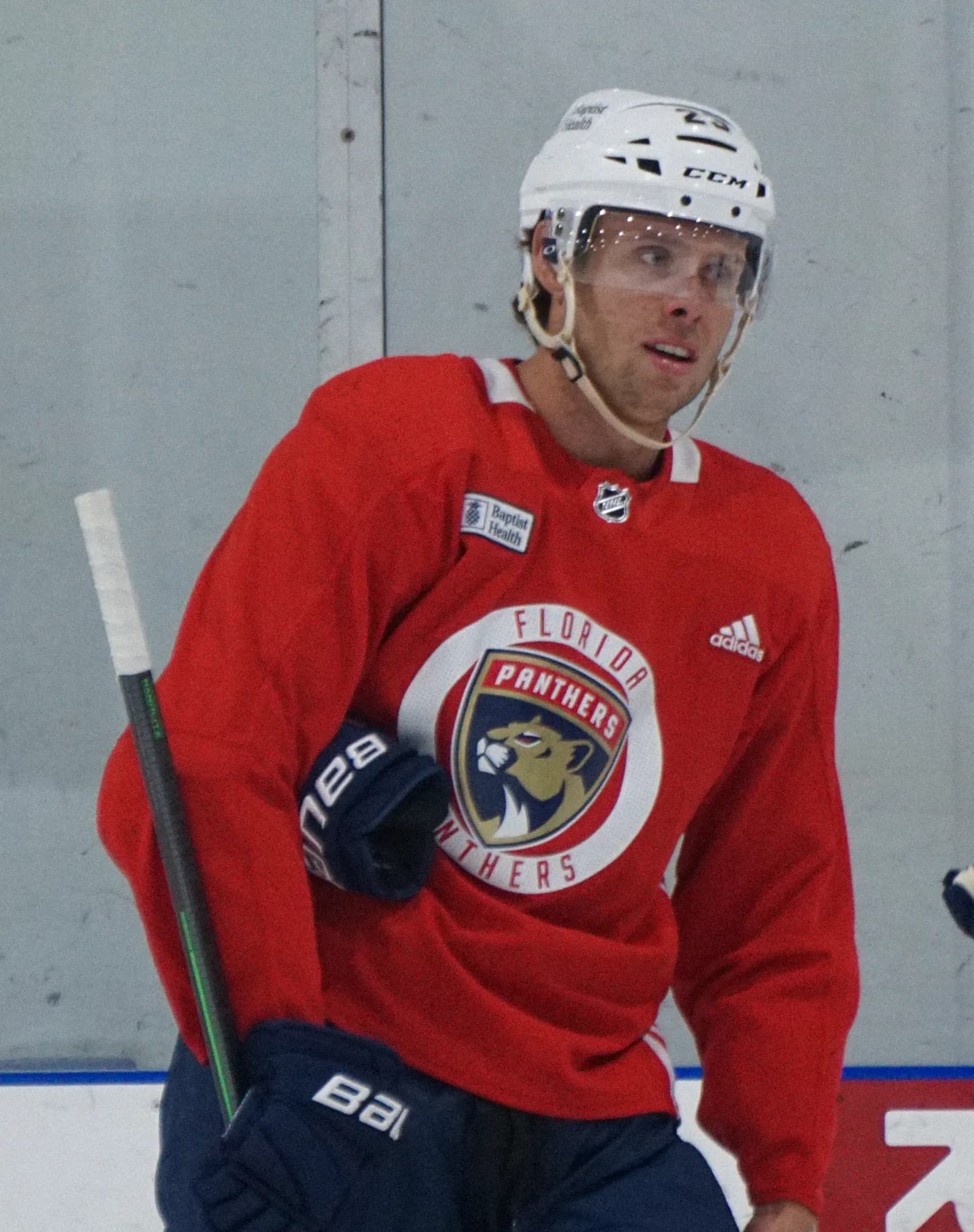 Carter Verhaeghe with the Florida Panthers during team practice.