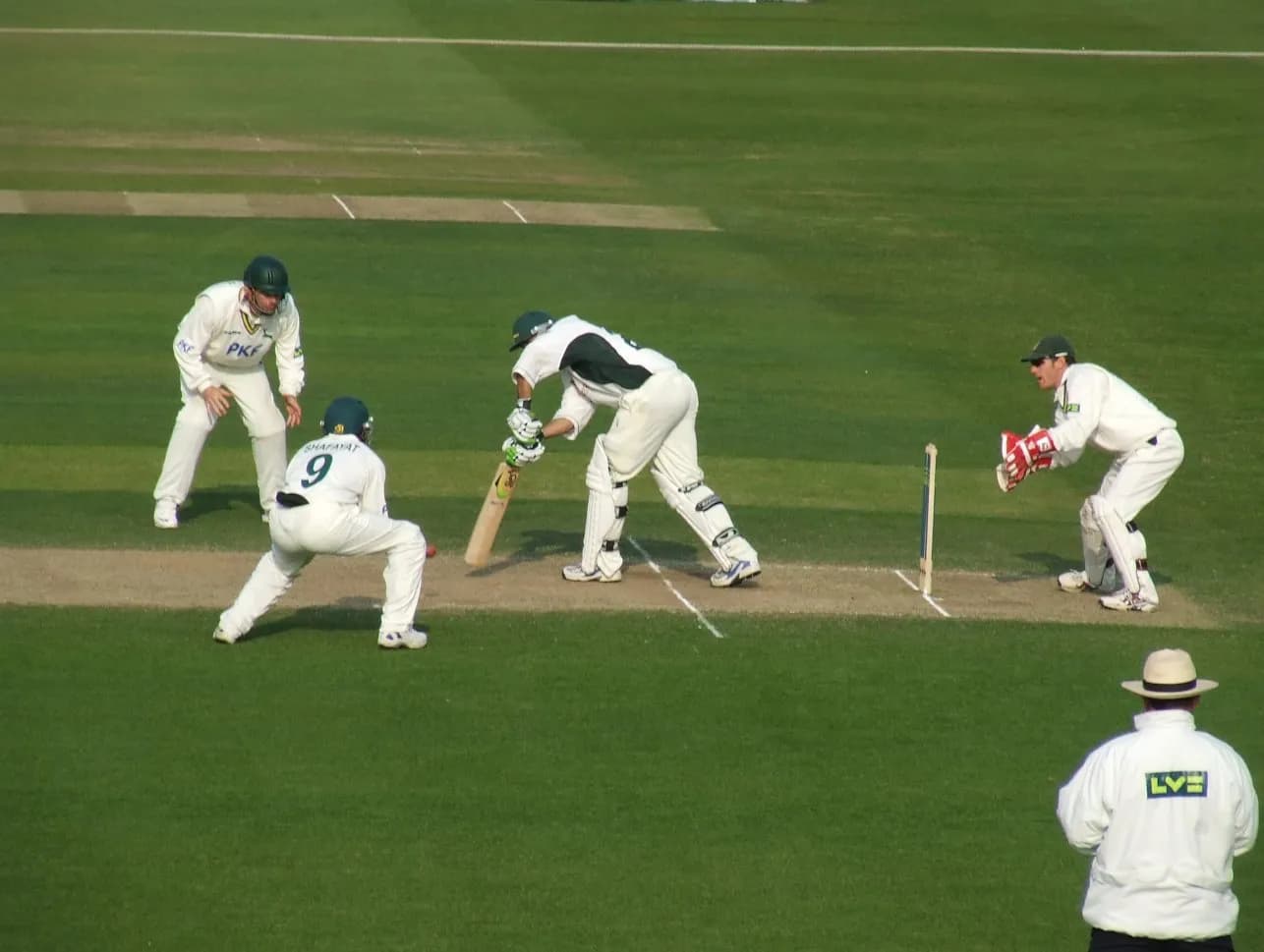 Leicestershire batsman HD Ackerman faces Nottinghamshire close fielders during a County Championship match in 2007.