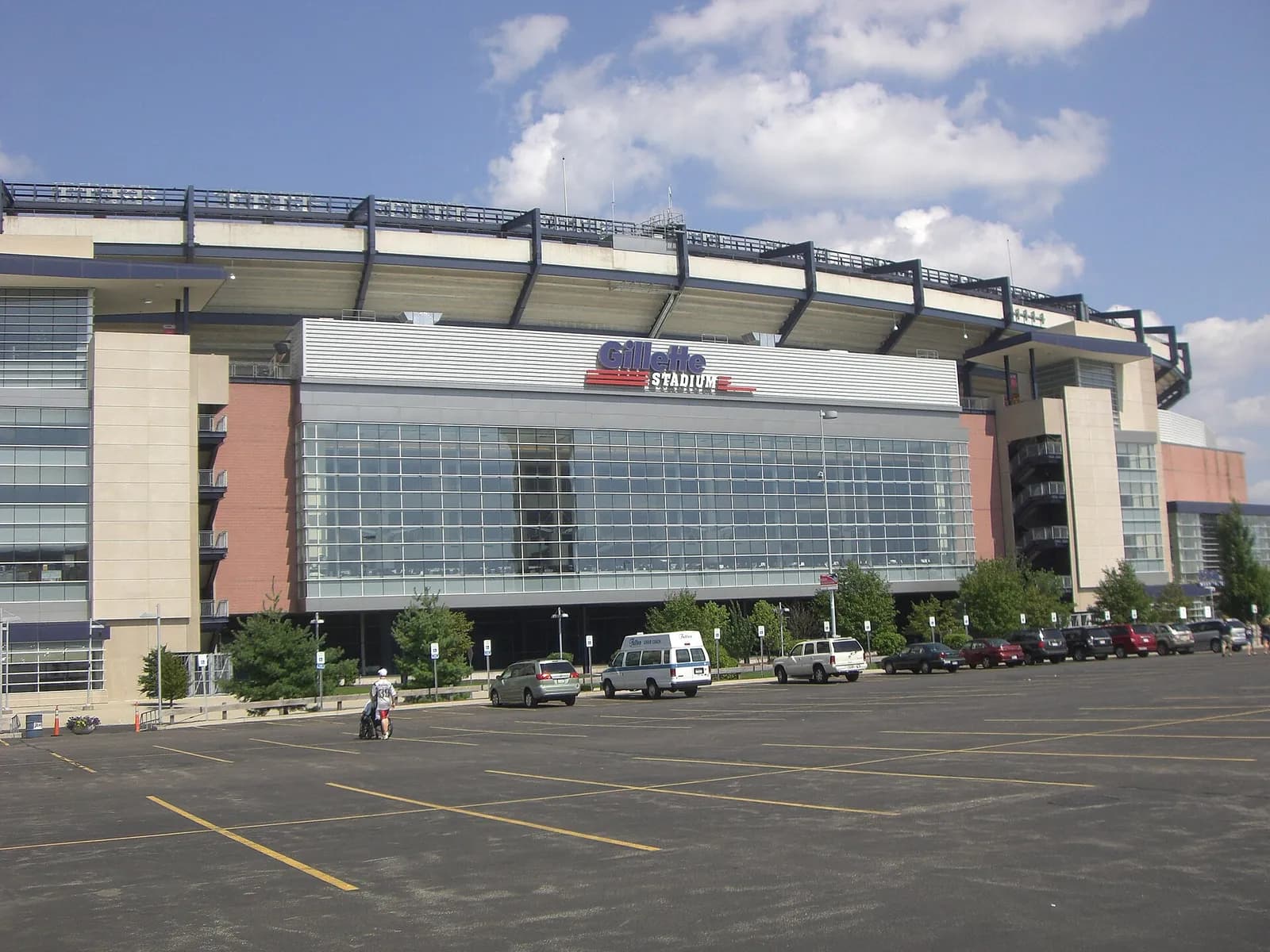 Exterior view of Gillette Stadium in Foxborough, Massachusetts.