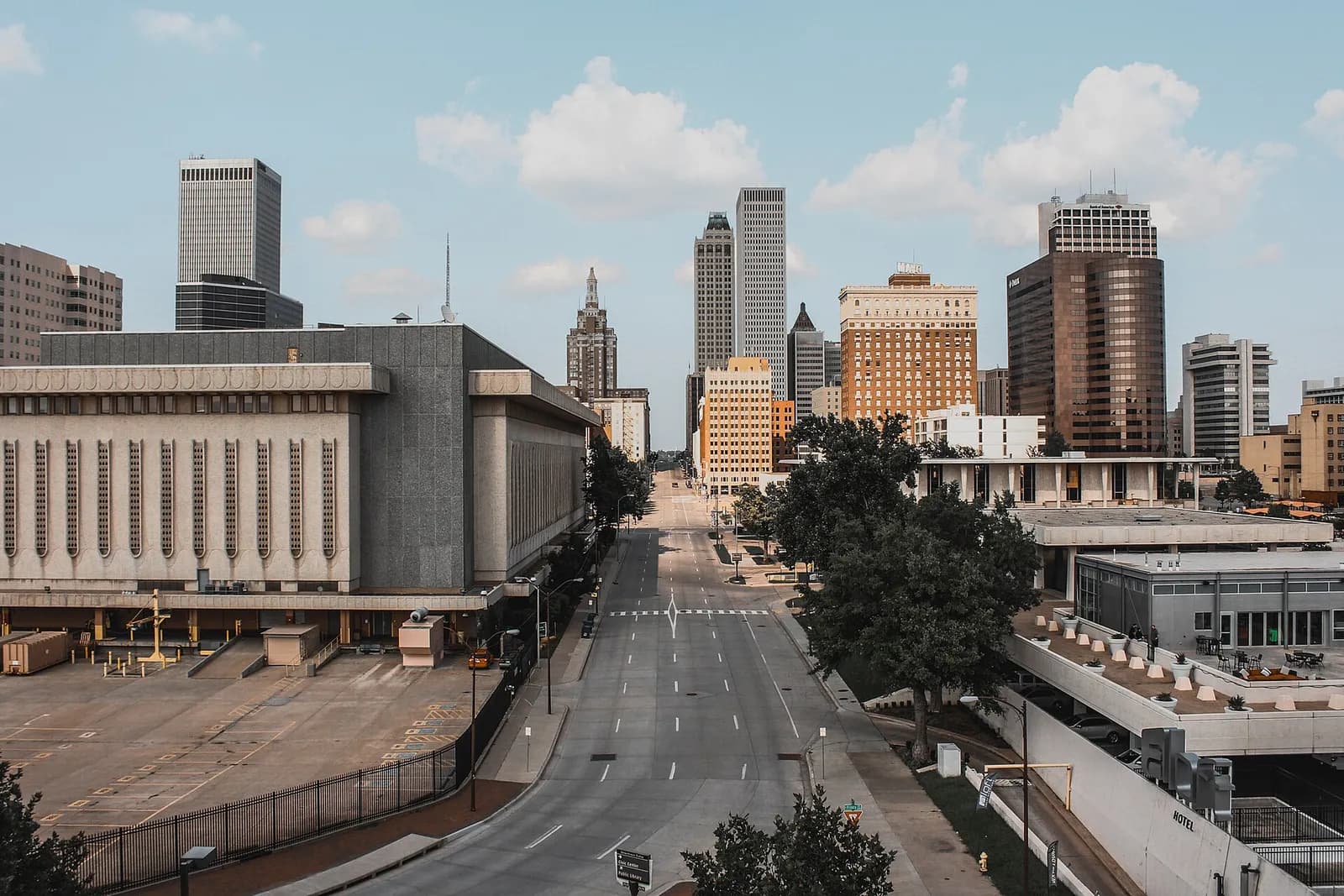 Downtown Tulsa skyline viewed from above.