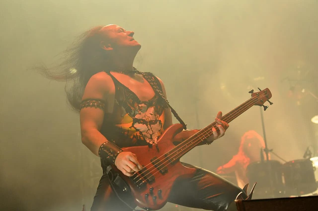 Conrad ‘Cronos’ Lant performing with Venom at Party.San Metal Open Air in 2013