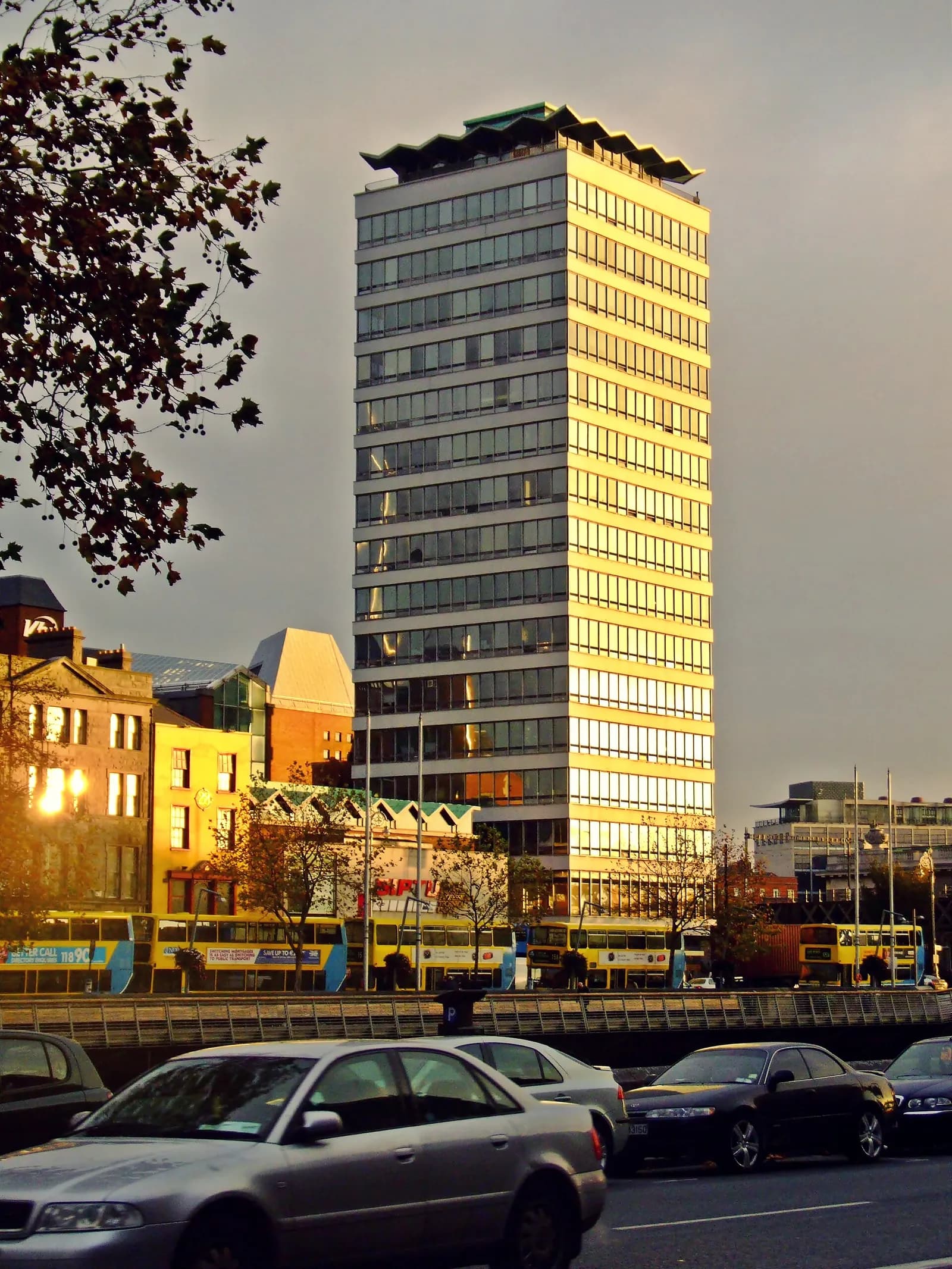 Liberty Hall, a multi-storey building in Dublin, Ireland, identified as SIPTU union headquarters.