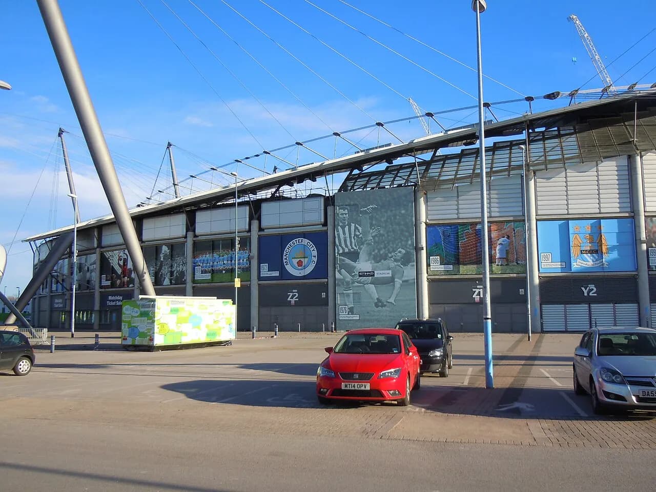 Exterior of Manchester City's Etihad Stadium and Etihad Campus in Manchester