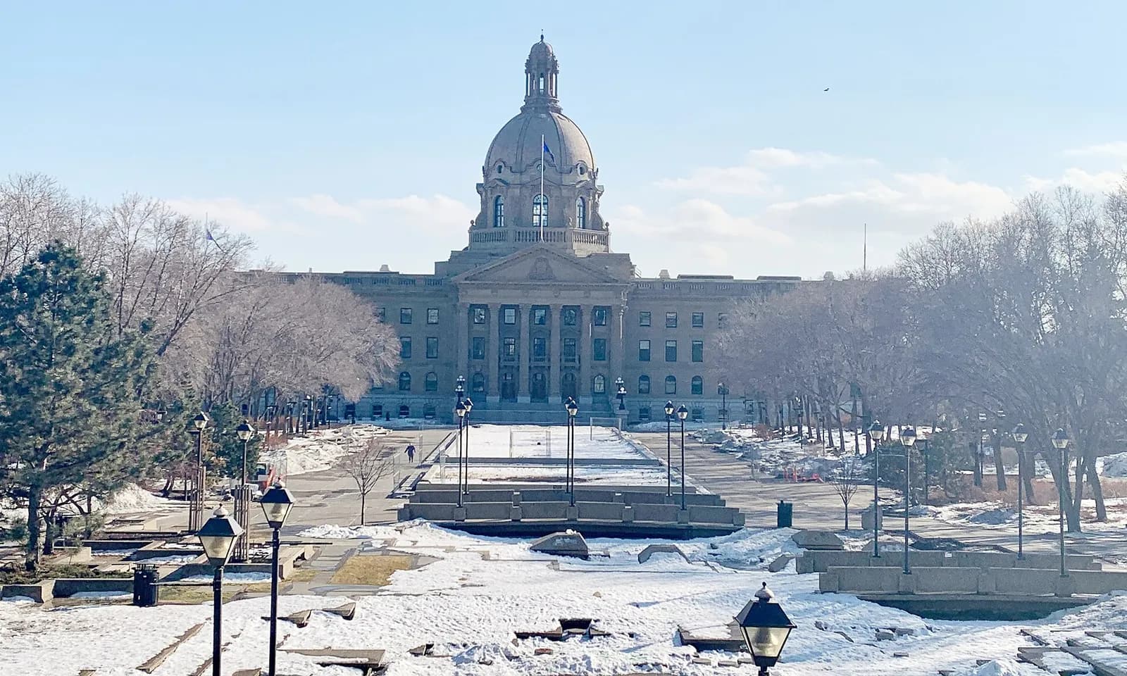 The Alberta Legislature Building and plaza in Edmonton.
