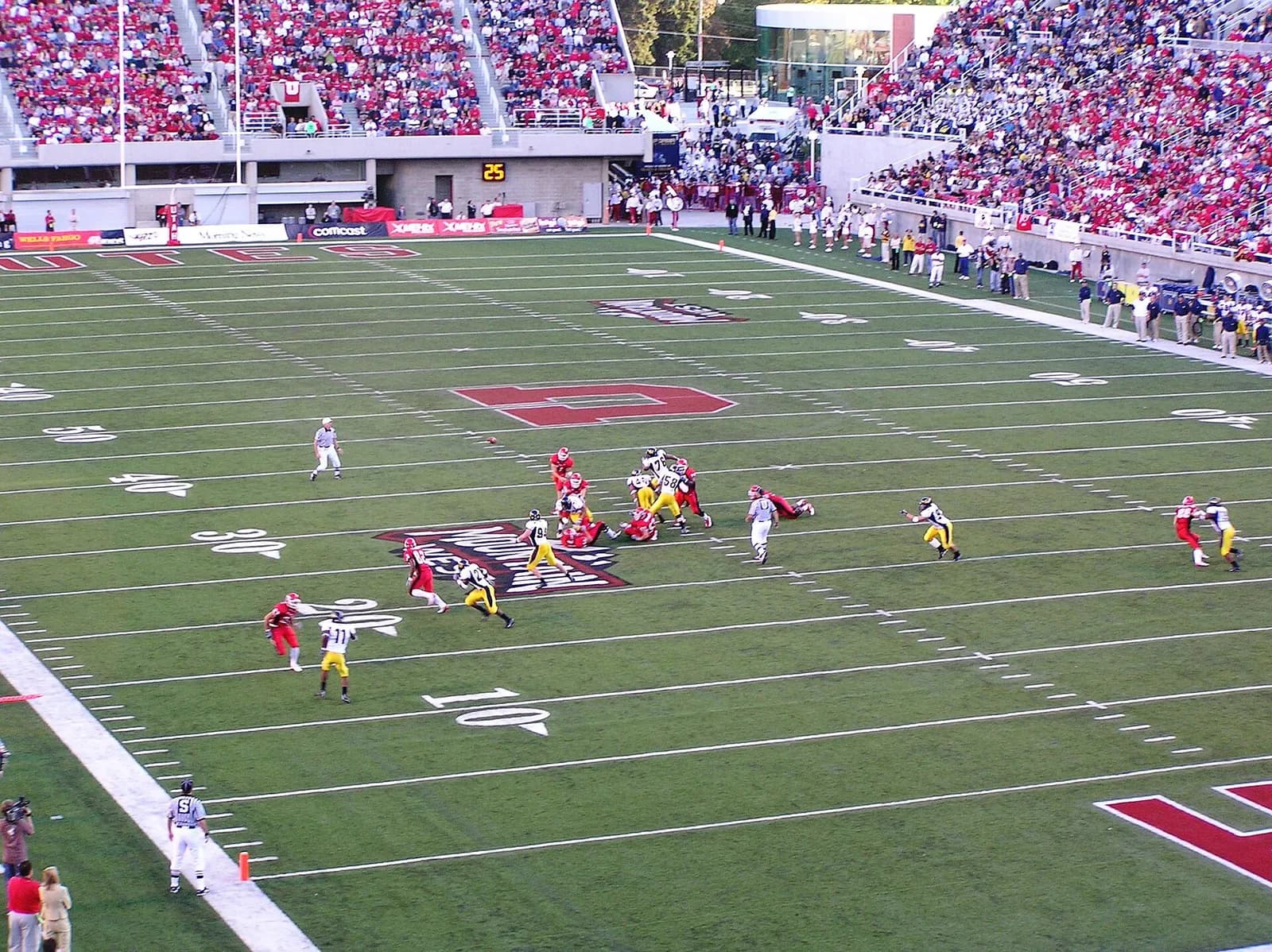 A football game at Rice-Eccles Stadium in Salt Lake City.