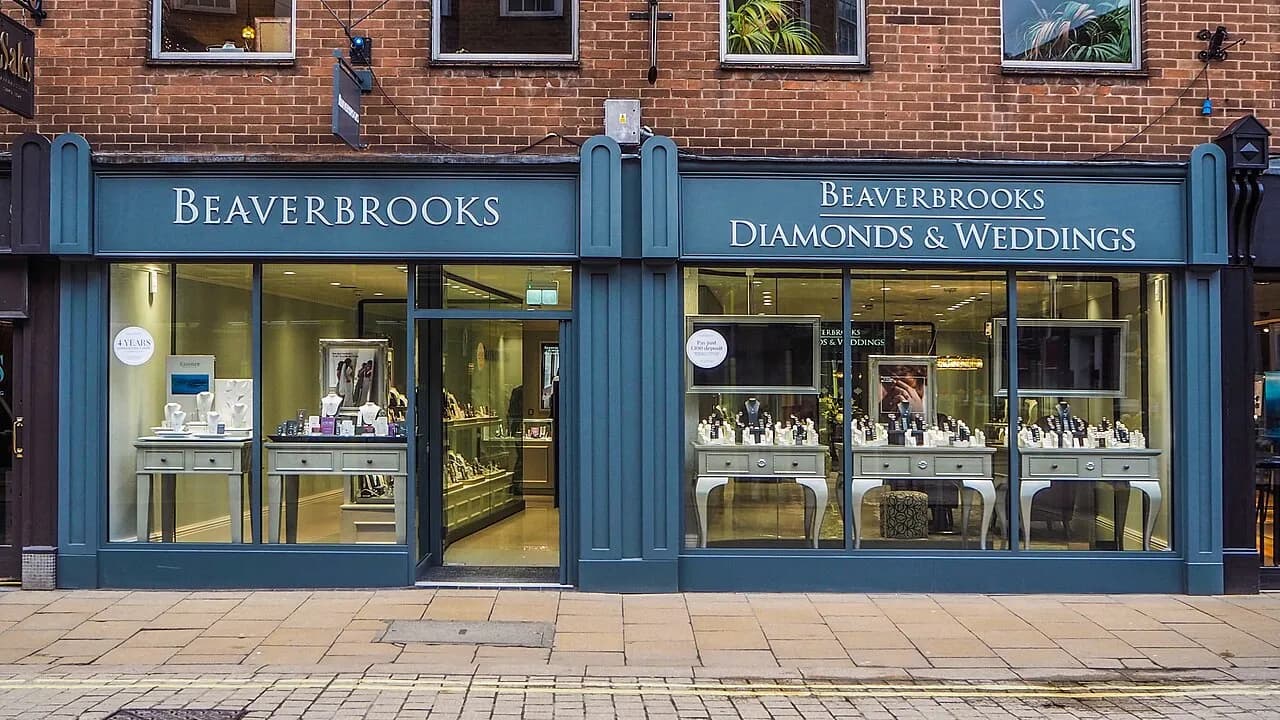 Exterior of the Beaverbrooks jewellery store on Davygate in York