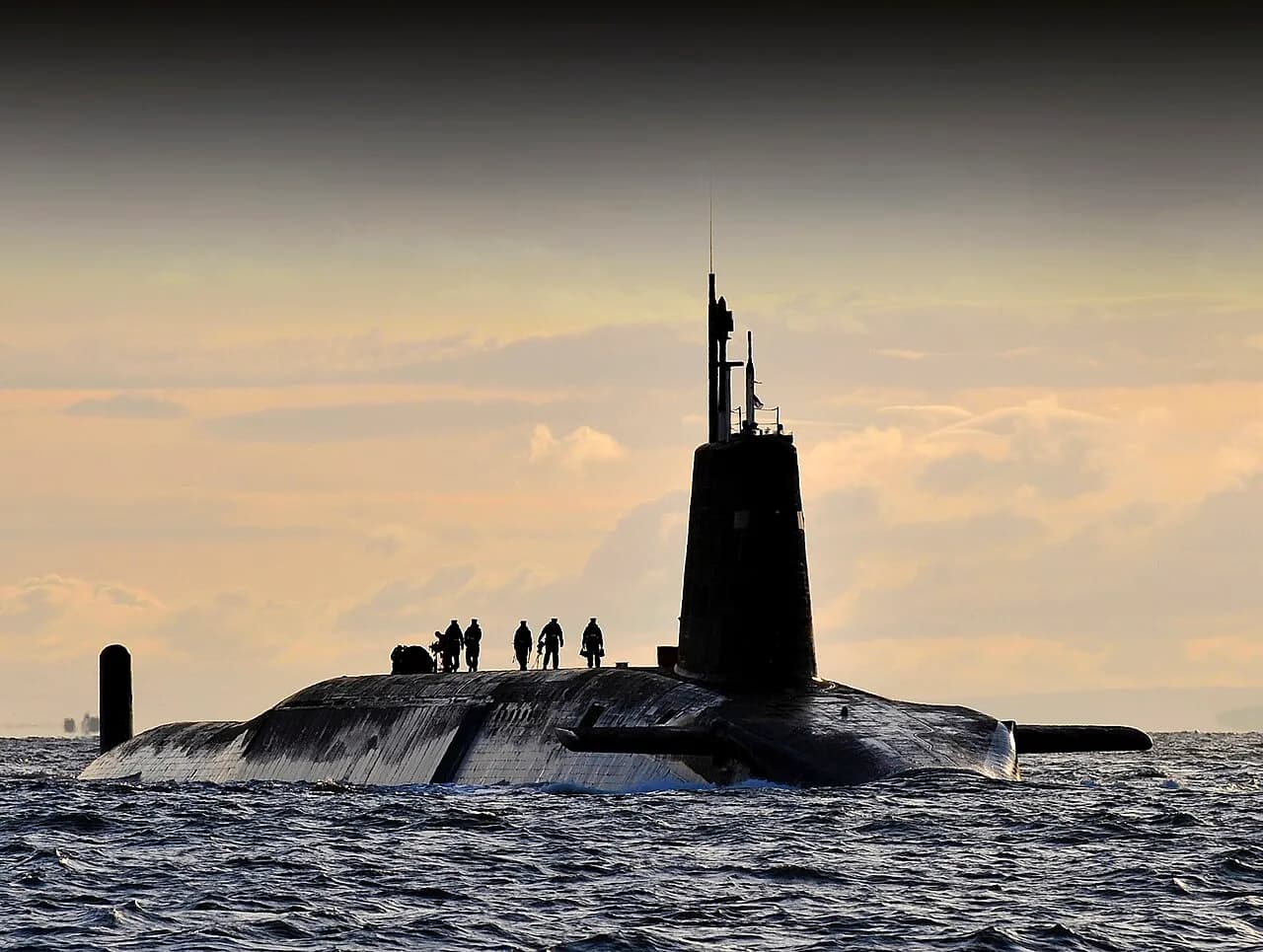 HMS Vanguard on the water near HM Naval Base Clyde at Faslane, Scotland
