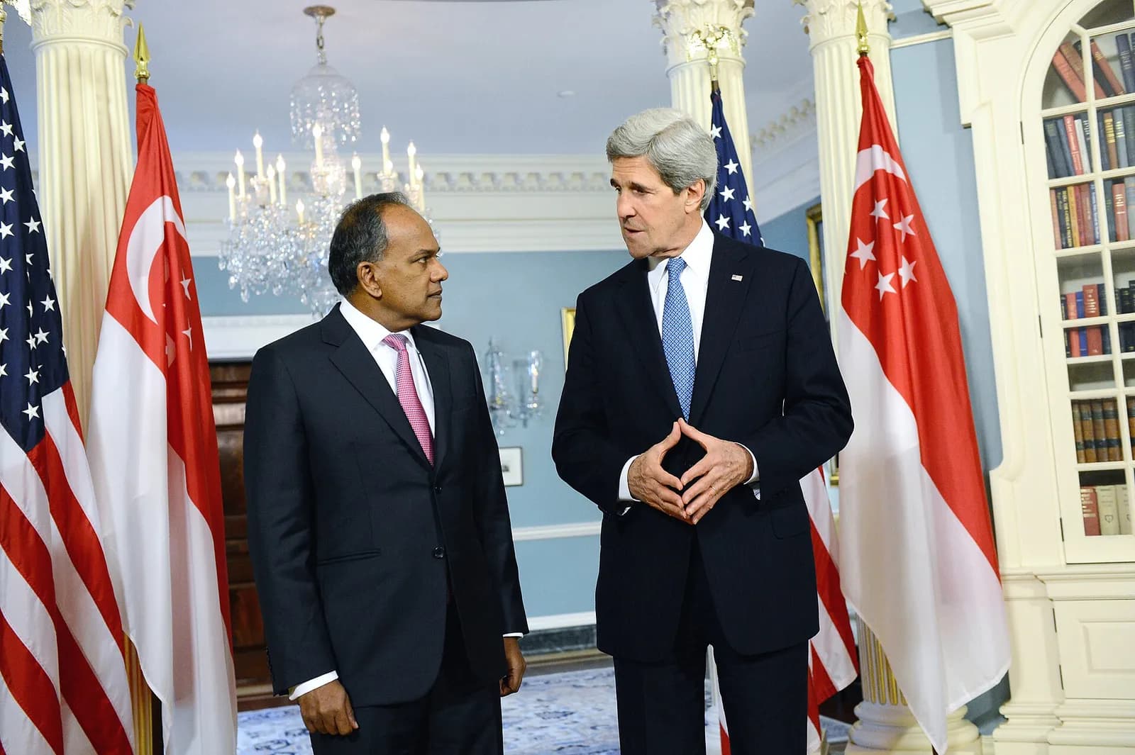 K. Shanmugam meets U.S. Secretary of State John Kerry at the U.S. Department of State.
