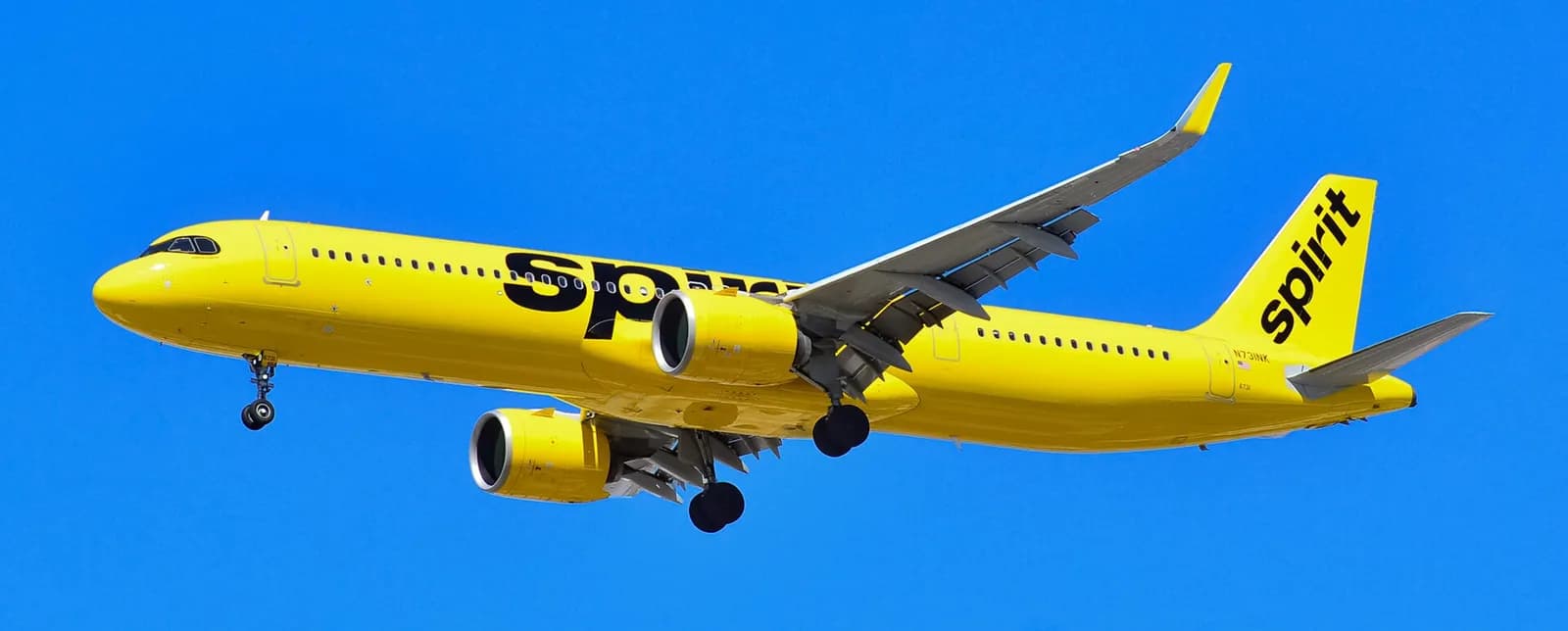 A Spirit Airlines Airbus A321-271NX at Harry Reid International Airport.