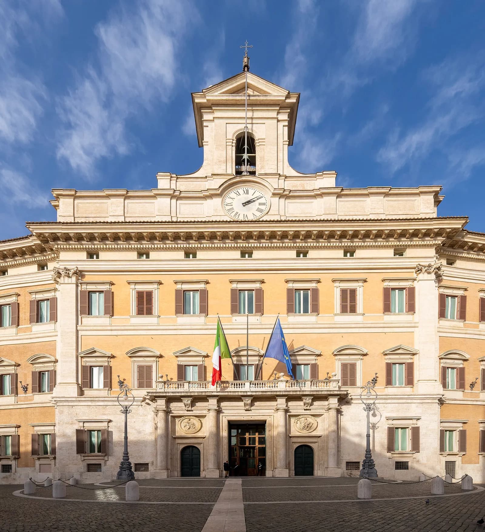 Exterior of Palazzo Montecitorio in Rome, the seat of Italy’s Chamber of Deputies.