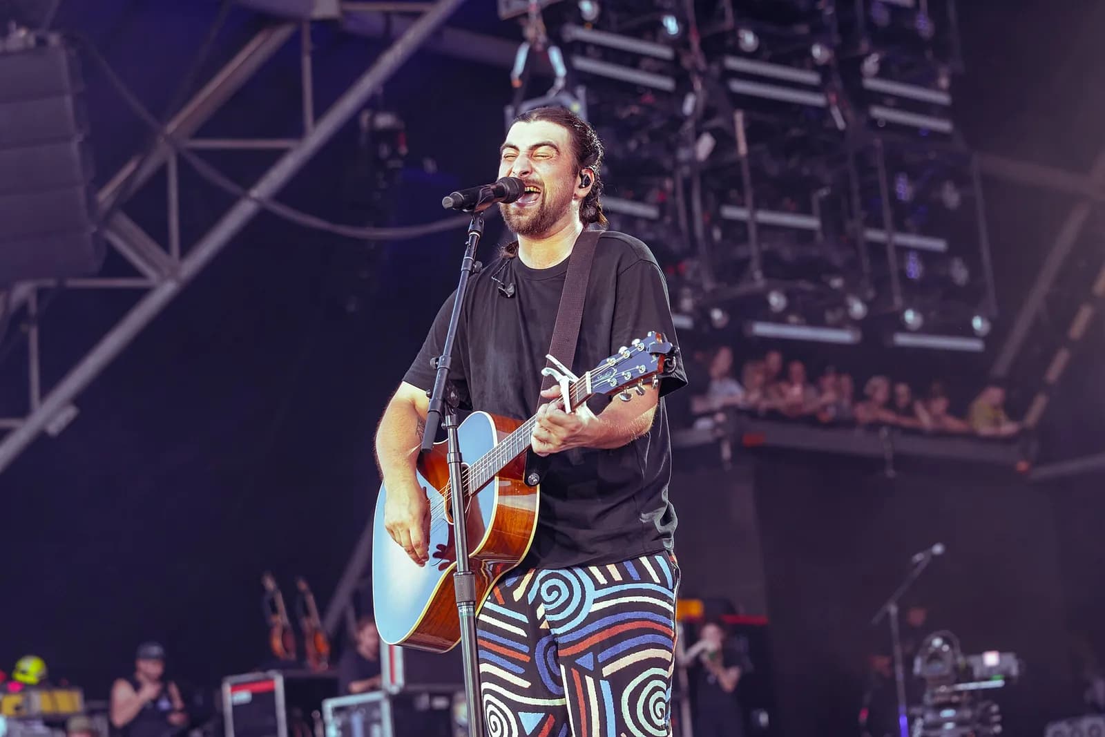 Noah Kahan performing at Glastonbury Festival.