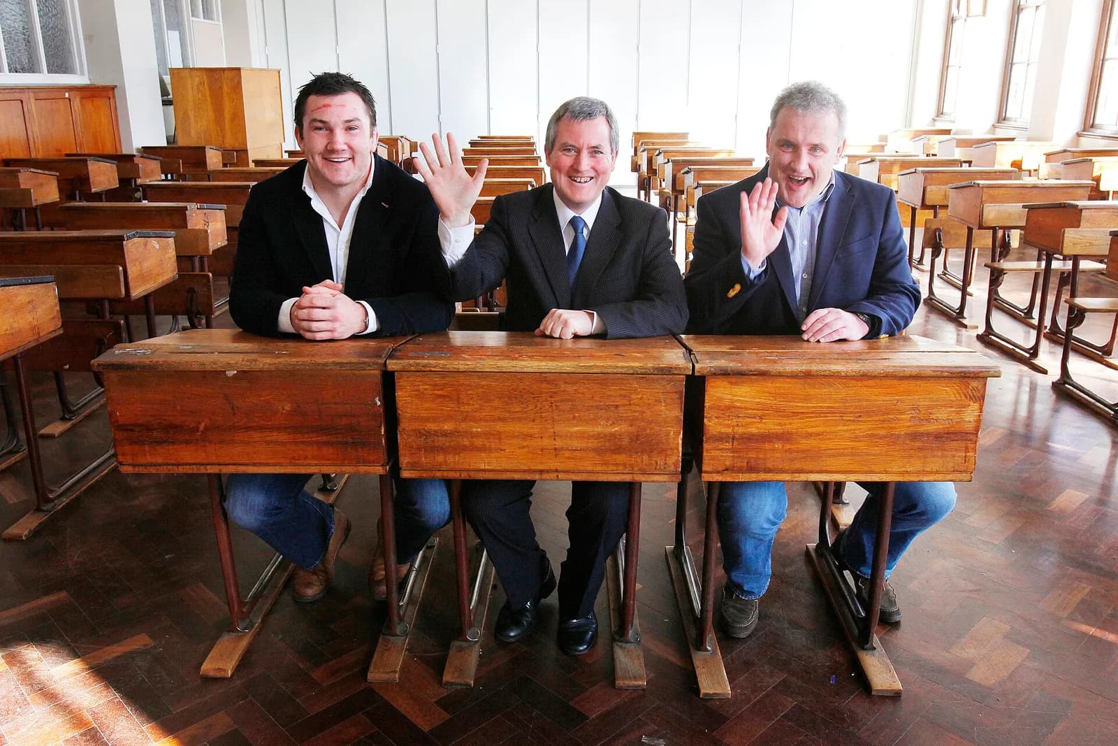 Former Munster player Damien Varley and others at St Munchin’s College in Limerick.