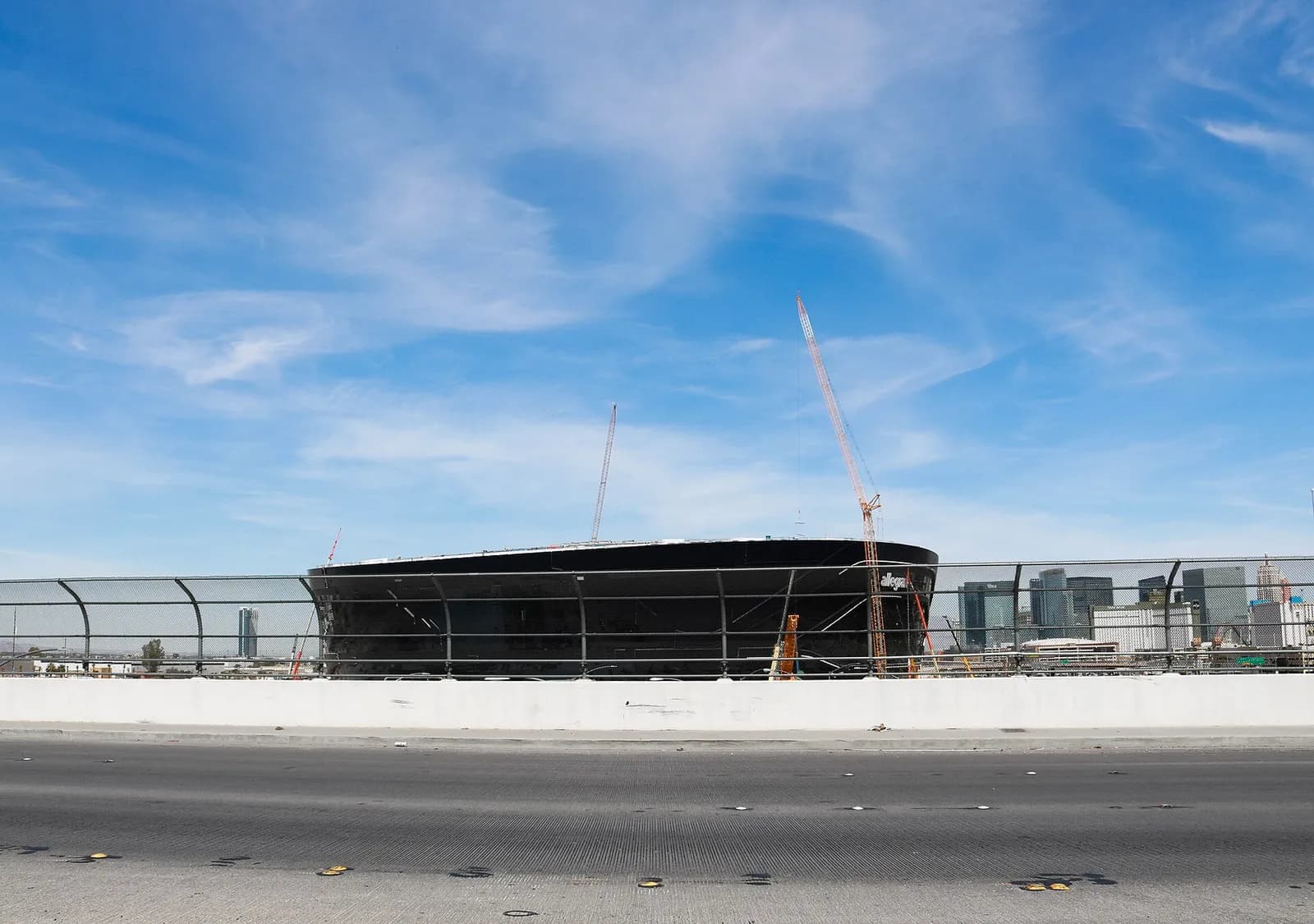 Allegiant Stadium during construction in Las Vegas.