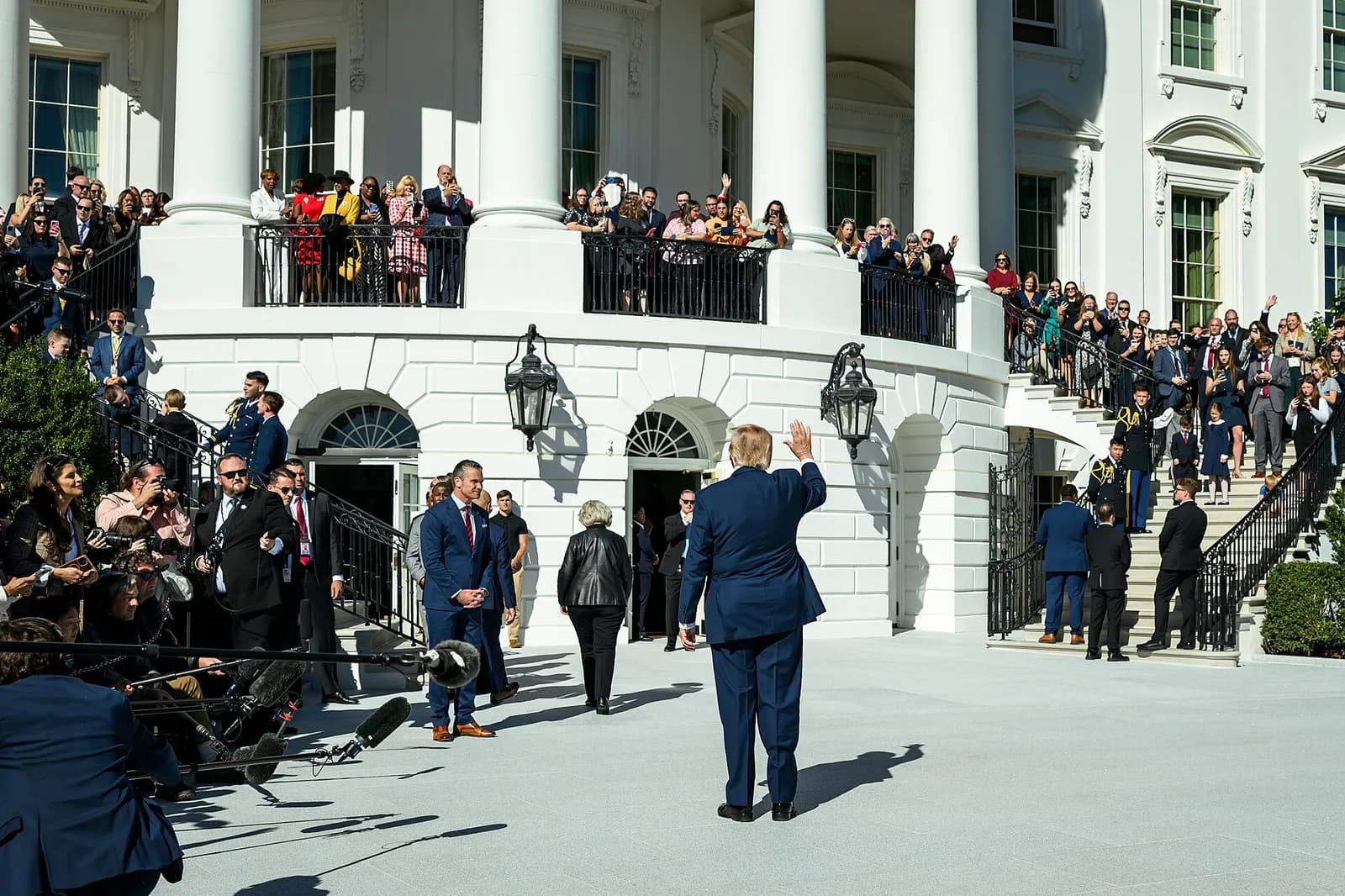 Donald Trump boards Marine One on the South Lawn of the White House.