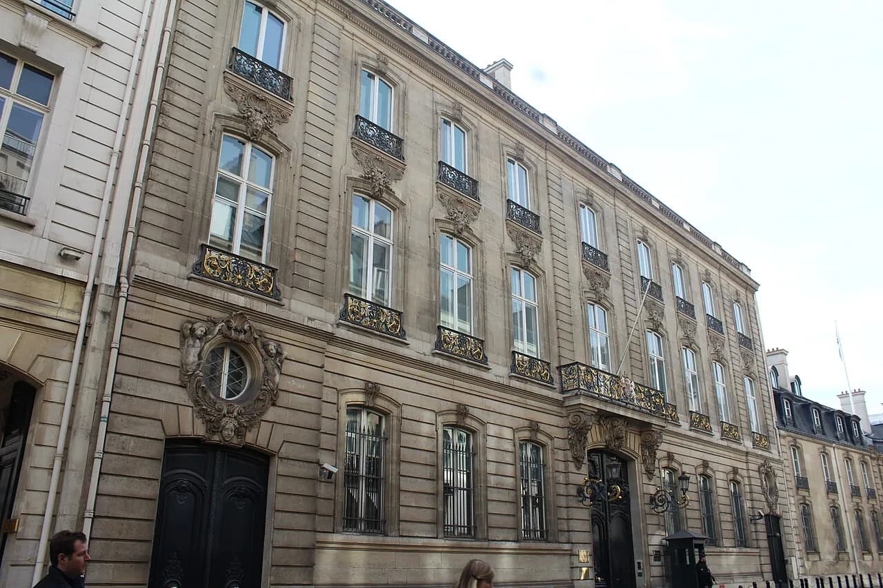 Exterior of the British Embassy building in Paris
