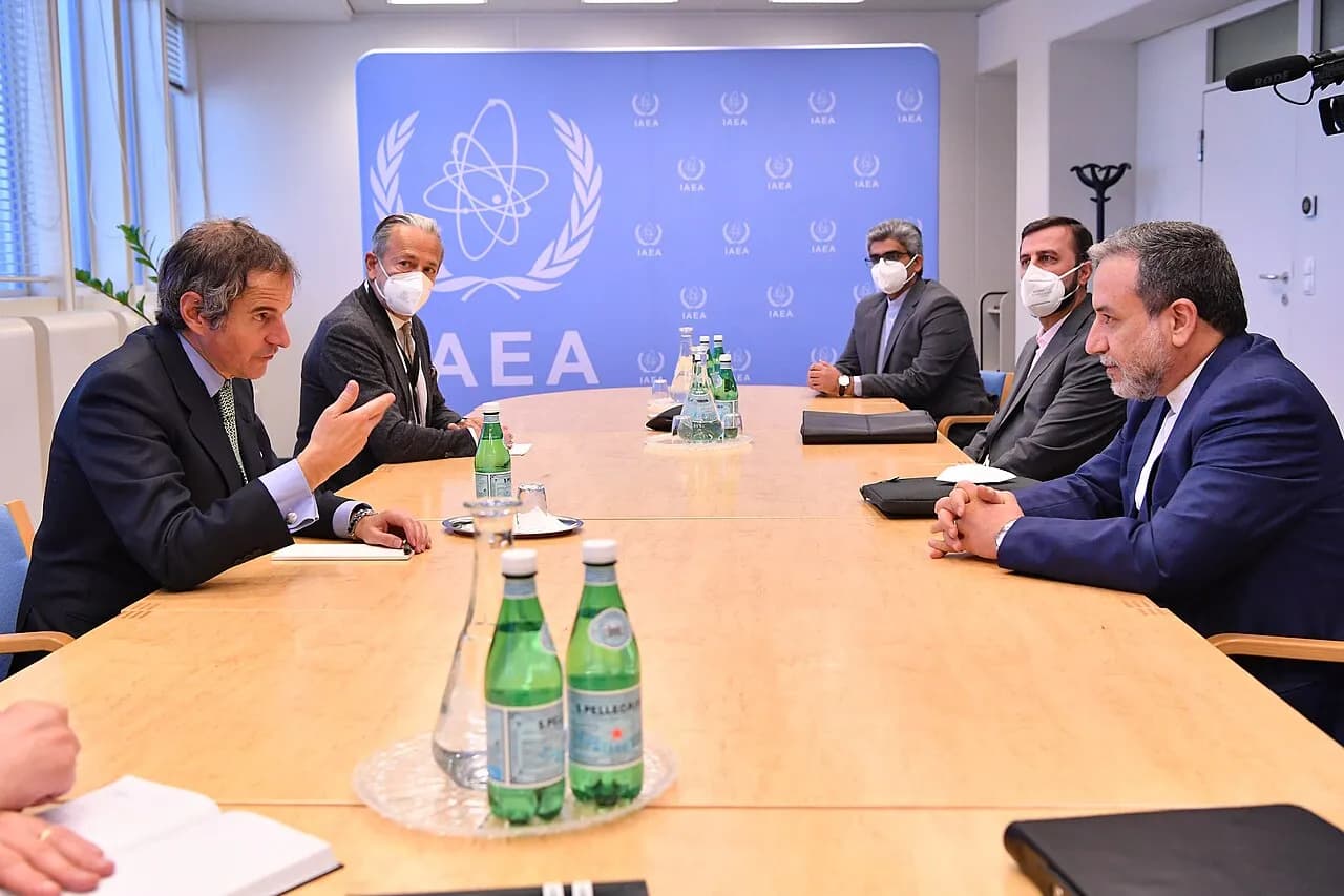 Iranian diplomat Abbas Araghchi meets IAEA Director General Rafael Mariano Grossi in Vienna in 2021.