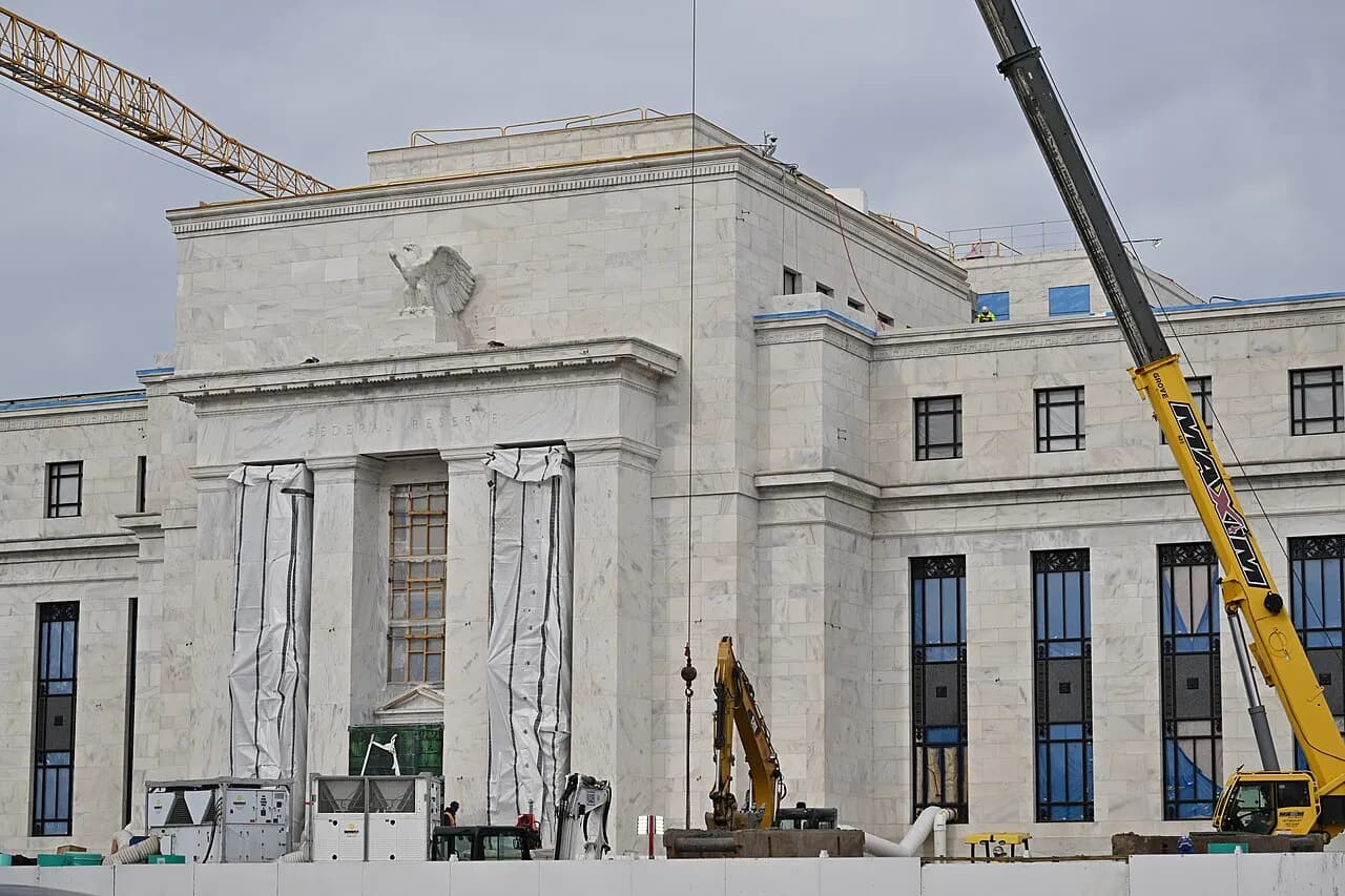 Construction work at the Eccles Federal Reserve Building in Washington, DC, in December 2025