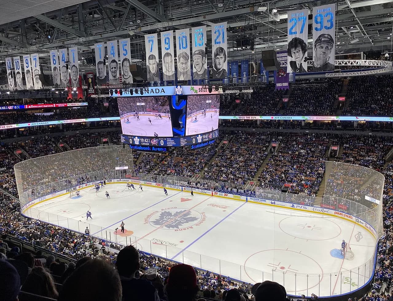Toronto Maple Leafs and Columbus Blue Jackets playing at Scotiabank Arena in Toronto in 2023