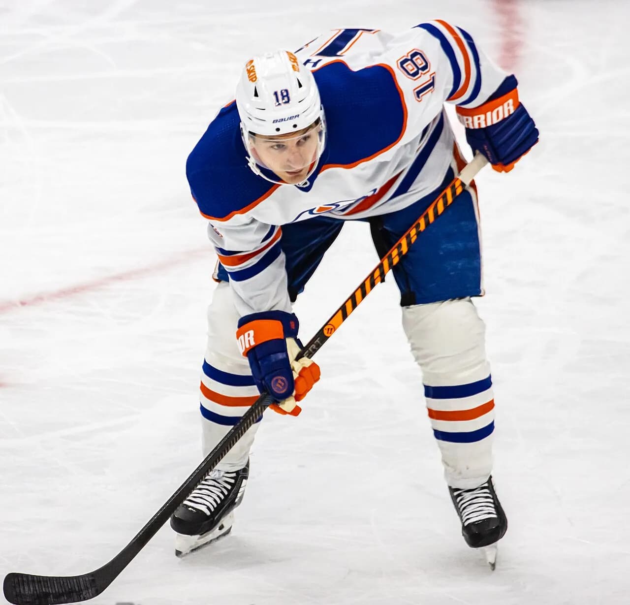 Zach Hyman playing for the Edmonton Oilers against the Seattle Kraken in 2023