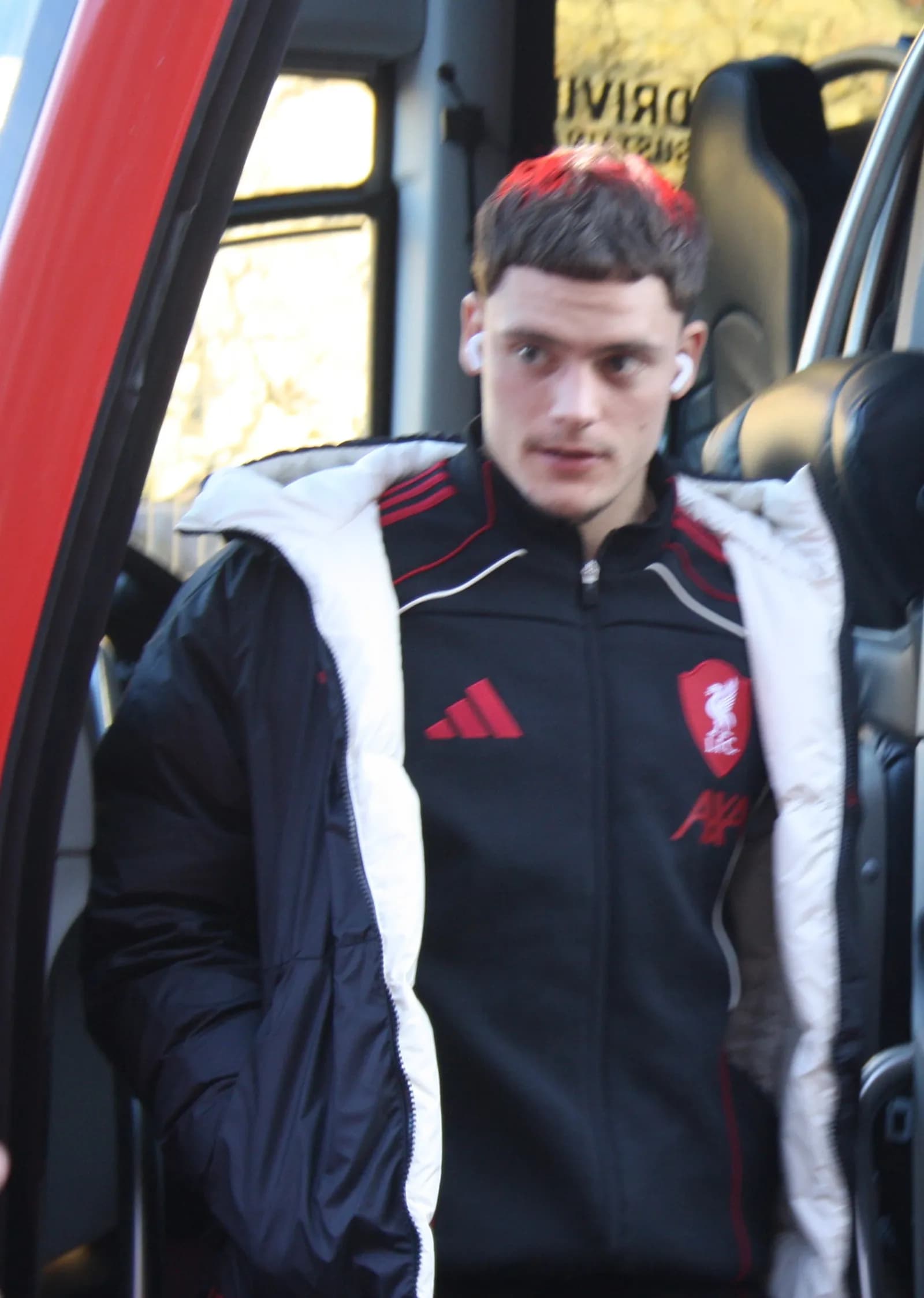 Florian Wirtz arrives at Craven Cottage before Liverpool’s match against Fulham.