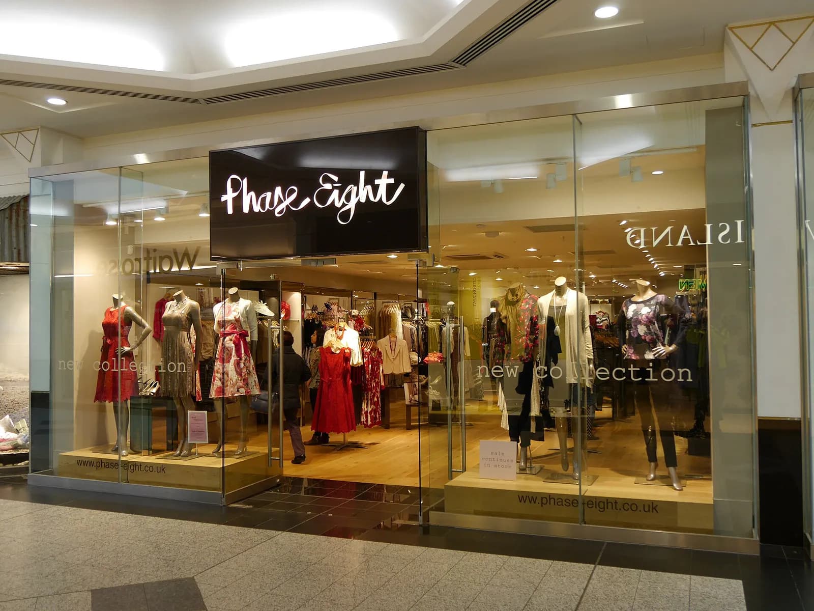 Exterior of a Phase Eight shop at Putney Exchange in London.
