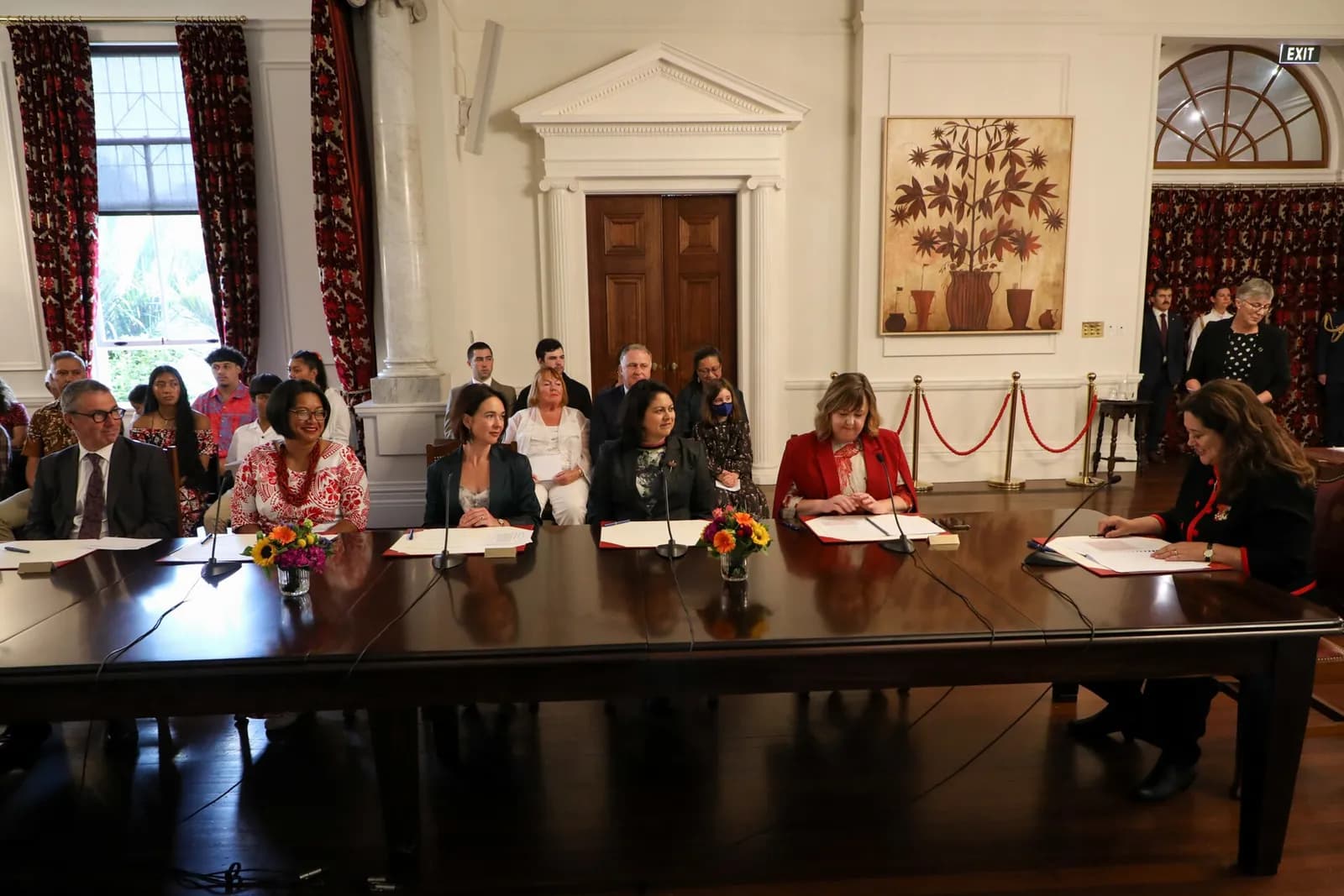 Barbara Edmonds sits with newly appointed Executive Council members at Government House.