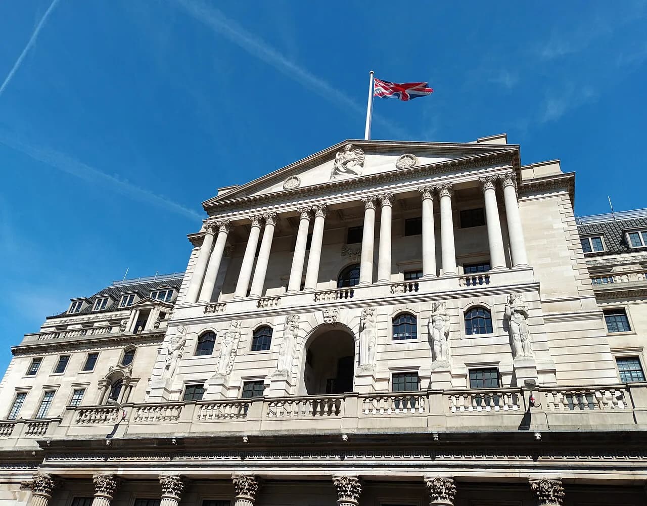 Exterior of the Bank of England building in London