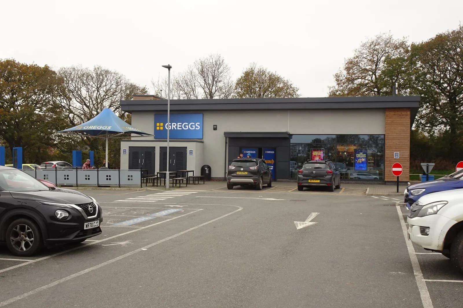 Exterior of a Greggs shop in St Clears, Carmarthenshire, Wales
