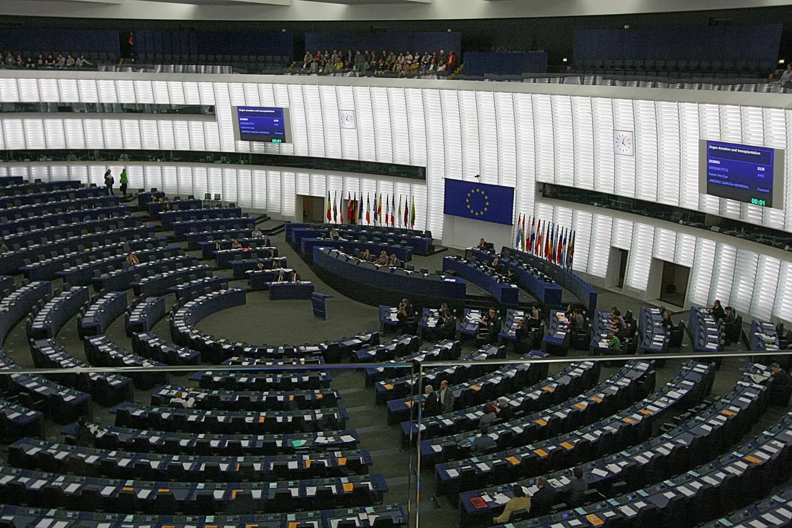 The hemicycle of the European Parliament in Strasbourg.