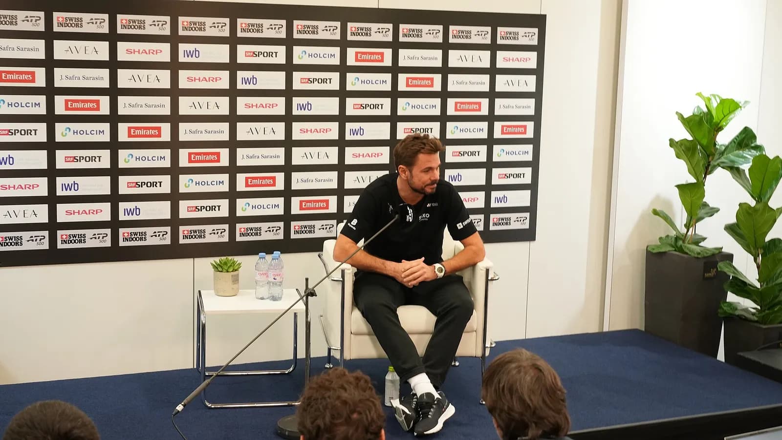 Stan Wawrinka at a media conference in Basel before the 2026 Swiss Indoors.
