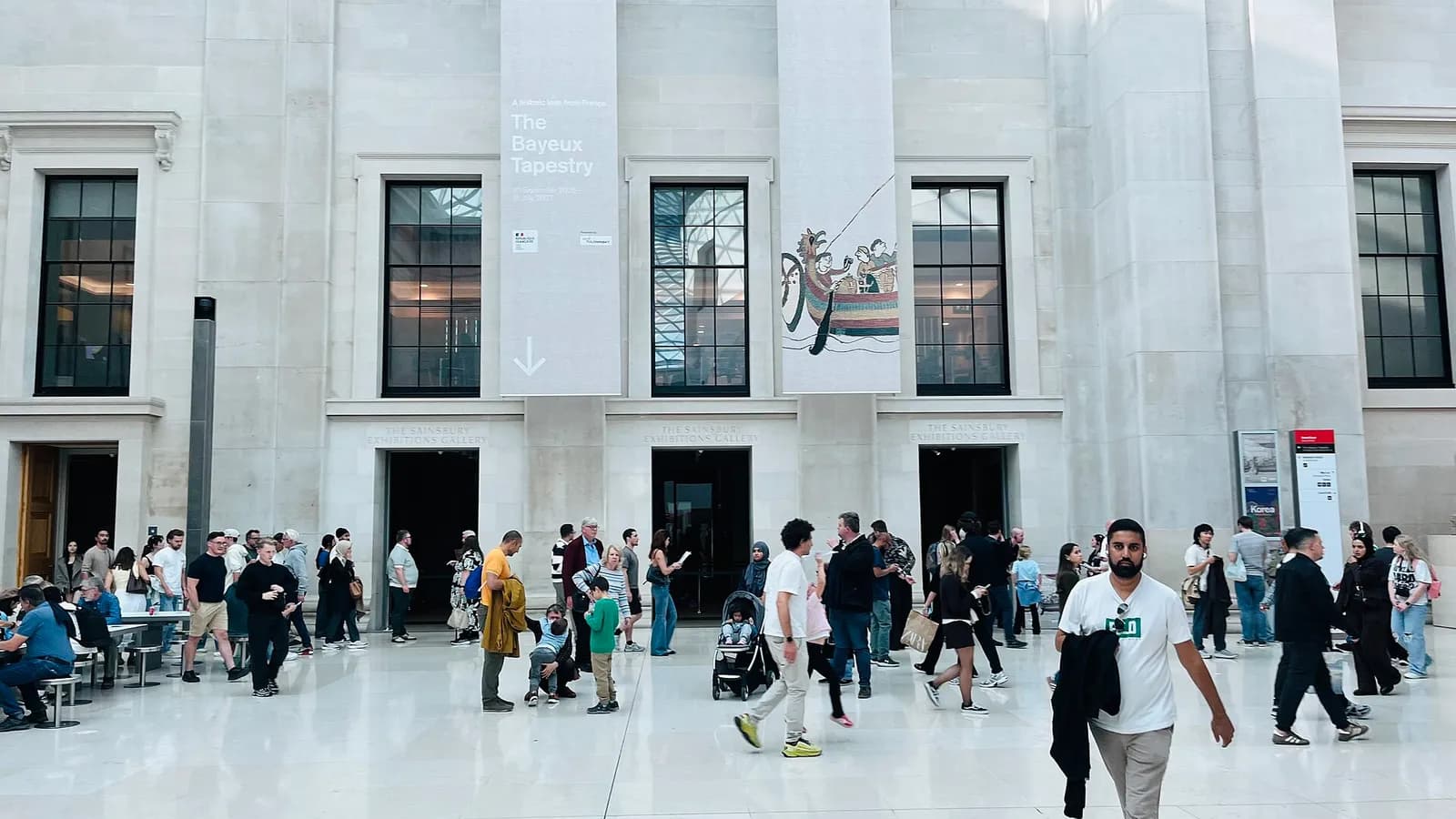 Entrance to the Bayeux Tapestry exhibition at the British Museum.