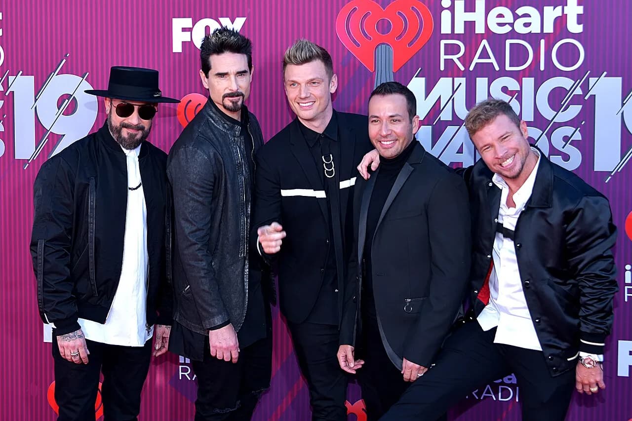 The five Backstreet Boys together at the 2019 iHeartRadio Music Awards in Los Angeles