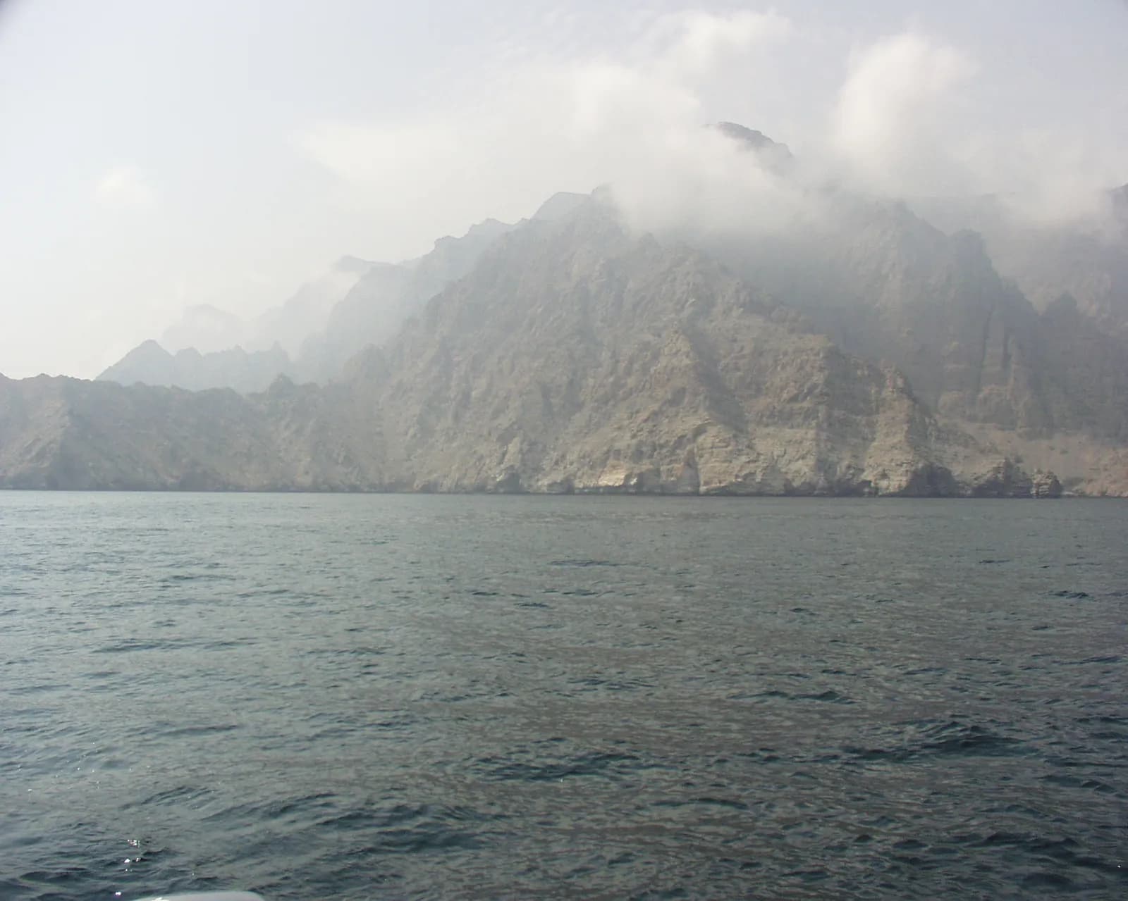 Mountains of the Musandam Peninsula viewed from the sea.