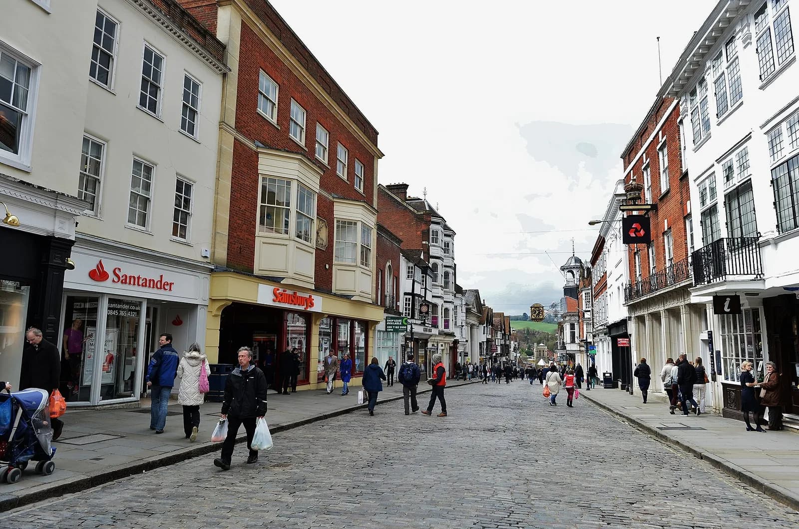 Pedestrianised section of Guildford High Street.