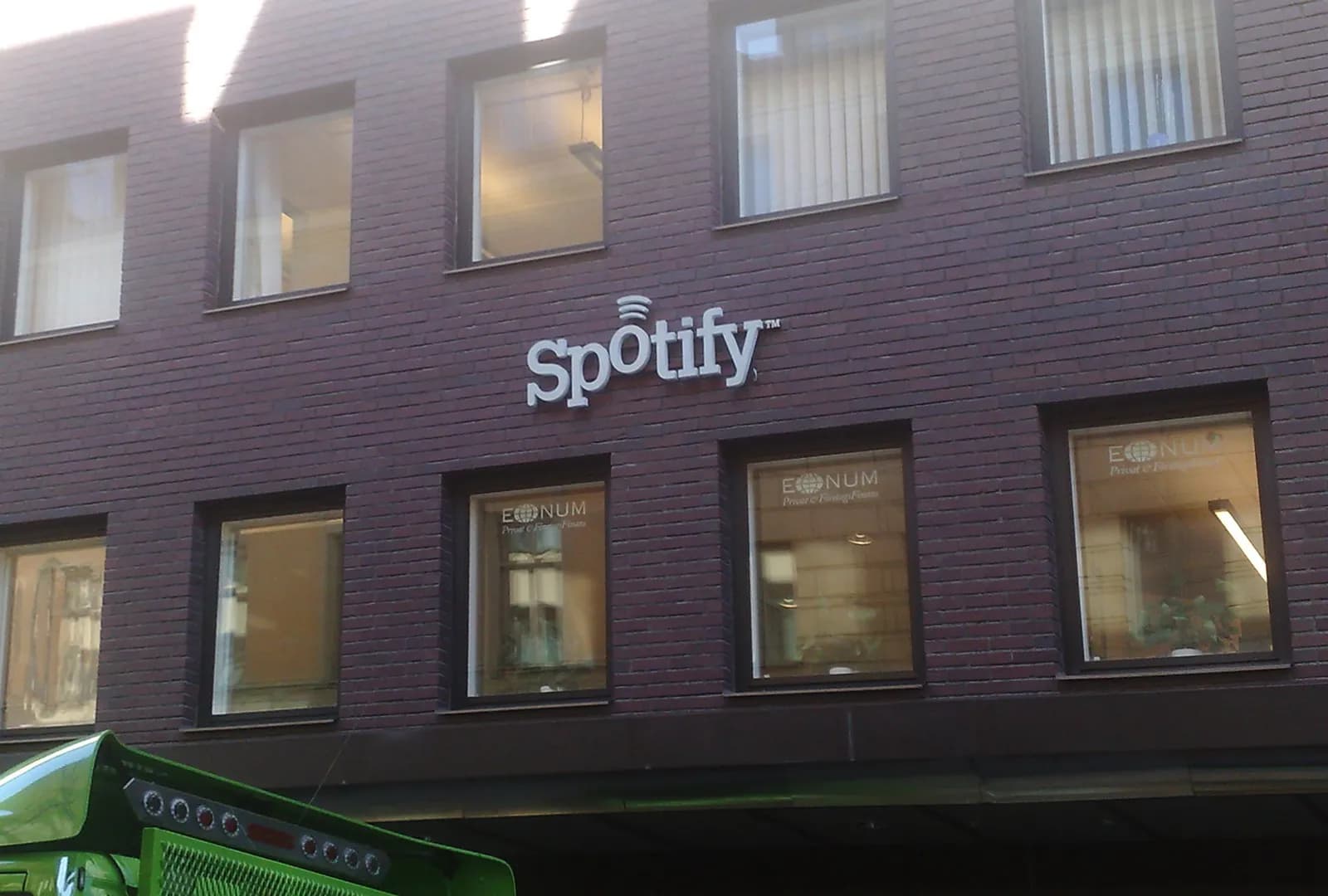 Spotify’s headquarters building on Humlegårdsgatan in Stockholm.
