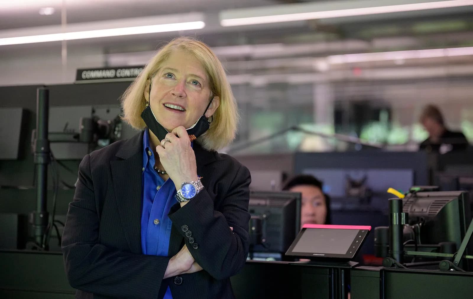 NASA Deputy Administrator Pam Melroy views raw James Webb Space Telescope images during a visit to STScI in Baltimore.