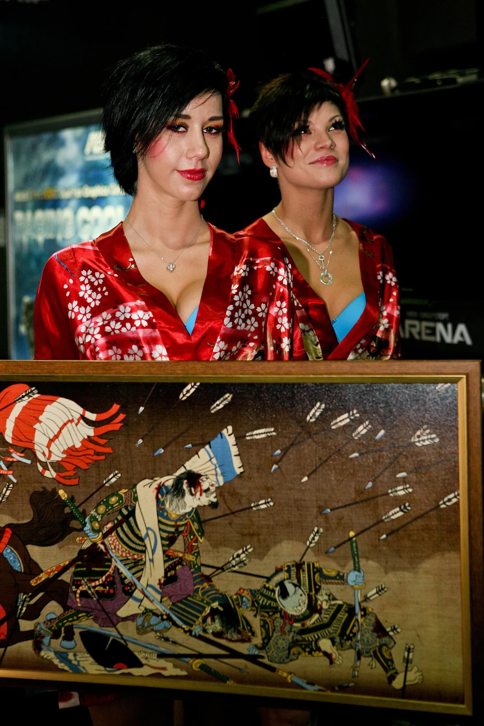Promotional models at a Total War: Shogun 2 launch event in Kyiv.