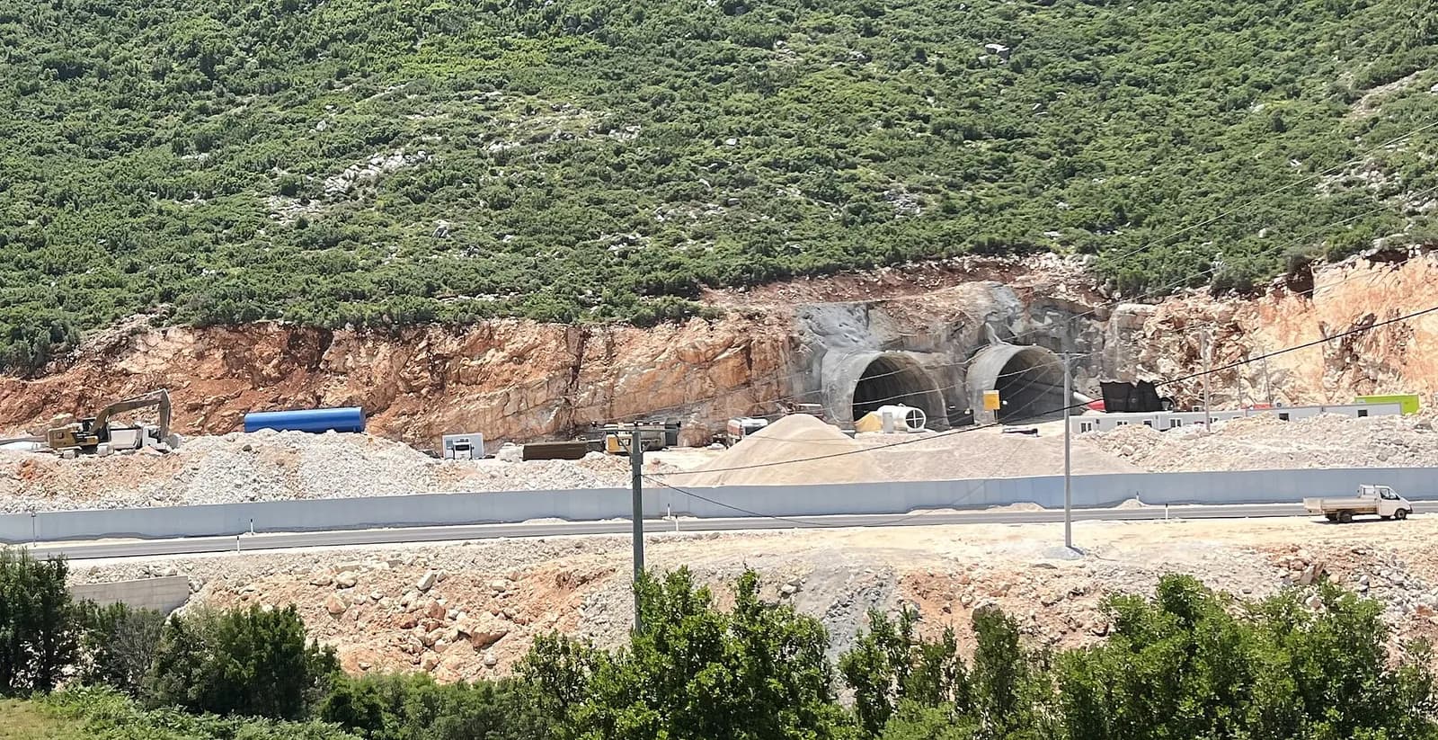 Construction work at the Llogara Tunnel in Dukat, Albania.
