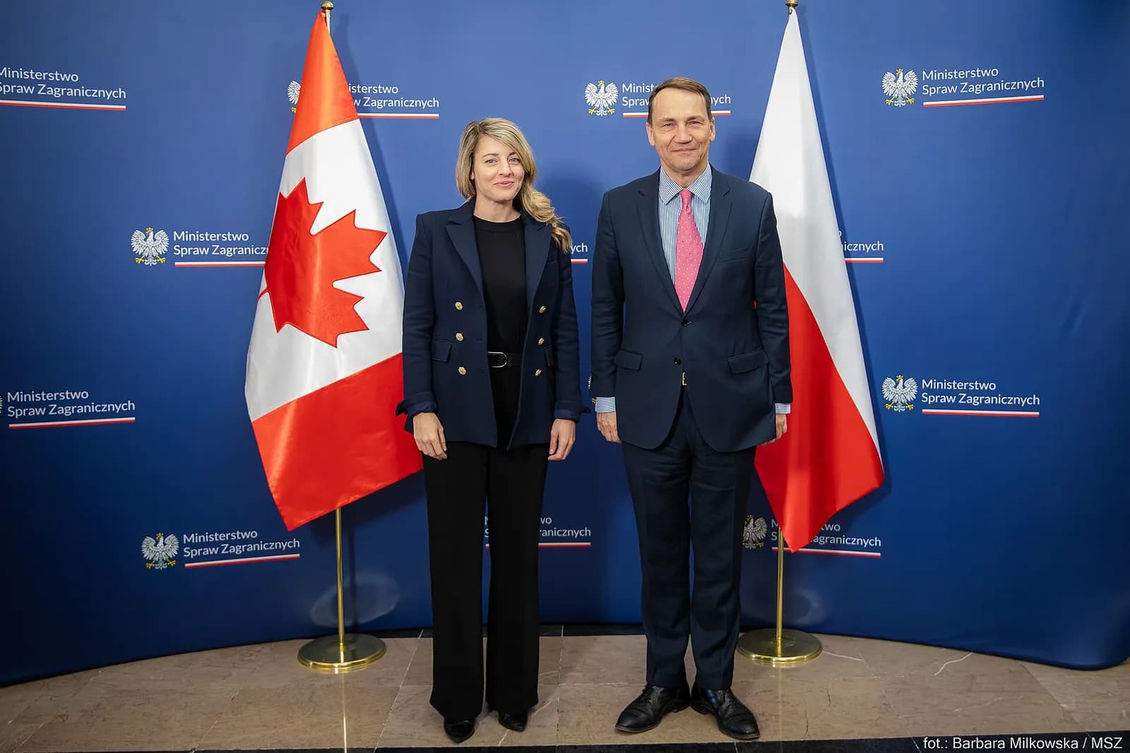 Canada’s Foreign Minister Mélanie Joly meets Poland’s Foreign Minister Radosław Sikorski.