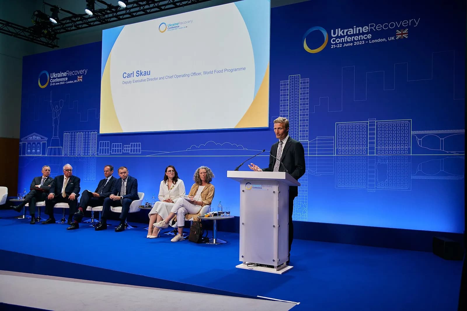 Carl Skau at the Ukraine Recovery Conference 2023 in Greenwich, London.