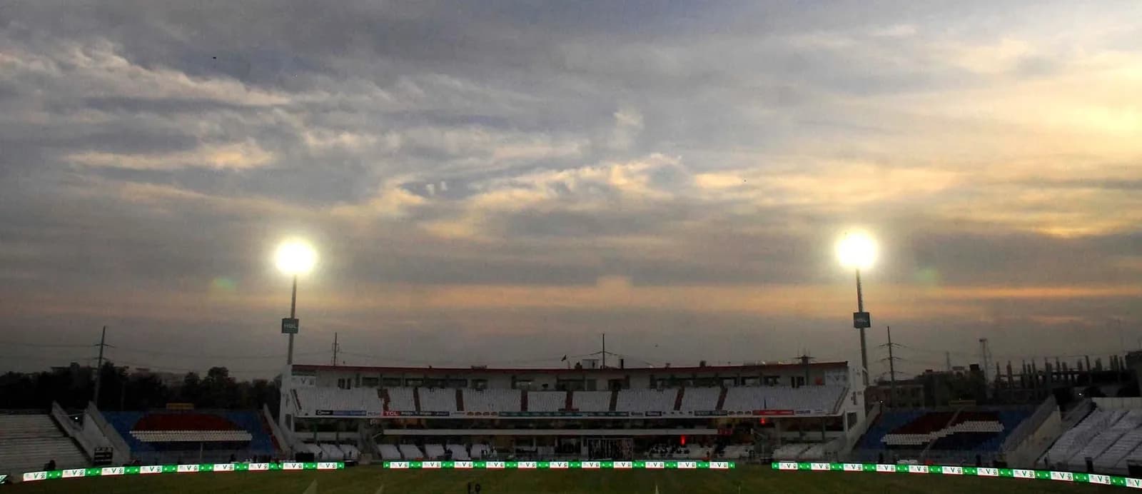 Rawalpindi Cricket Stadium, with the playing field and stands visible.