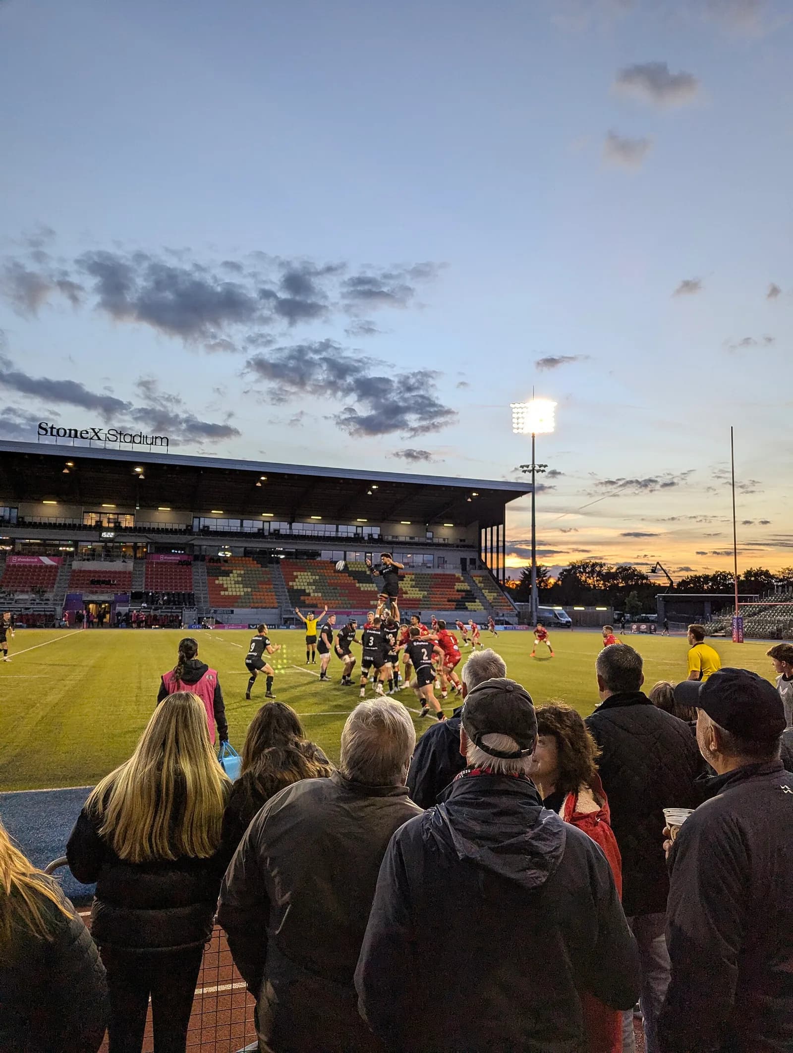 View of StoneX Stadium during a Saracens versus Scarlets rugby match