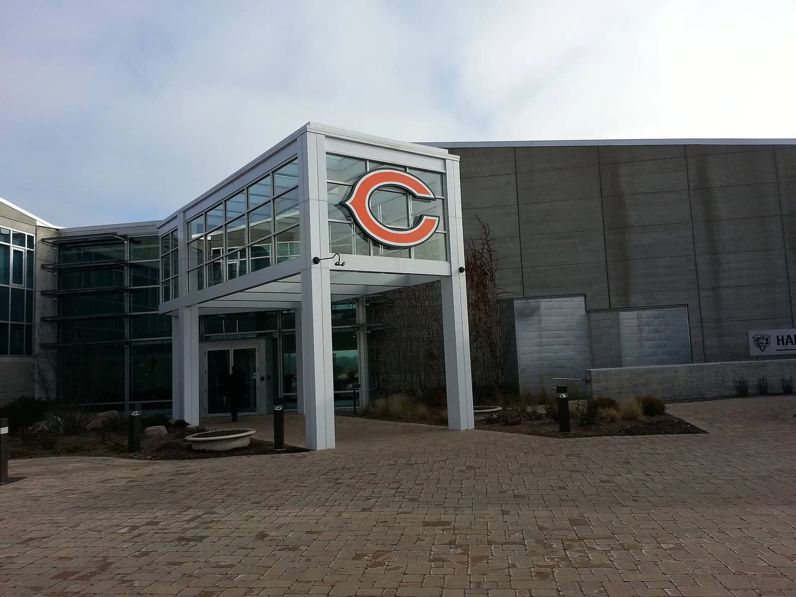 Exterior of Halas Hall, the Chicago Bears’ corporate office in Lake Forest, Illinois.