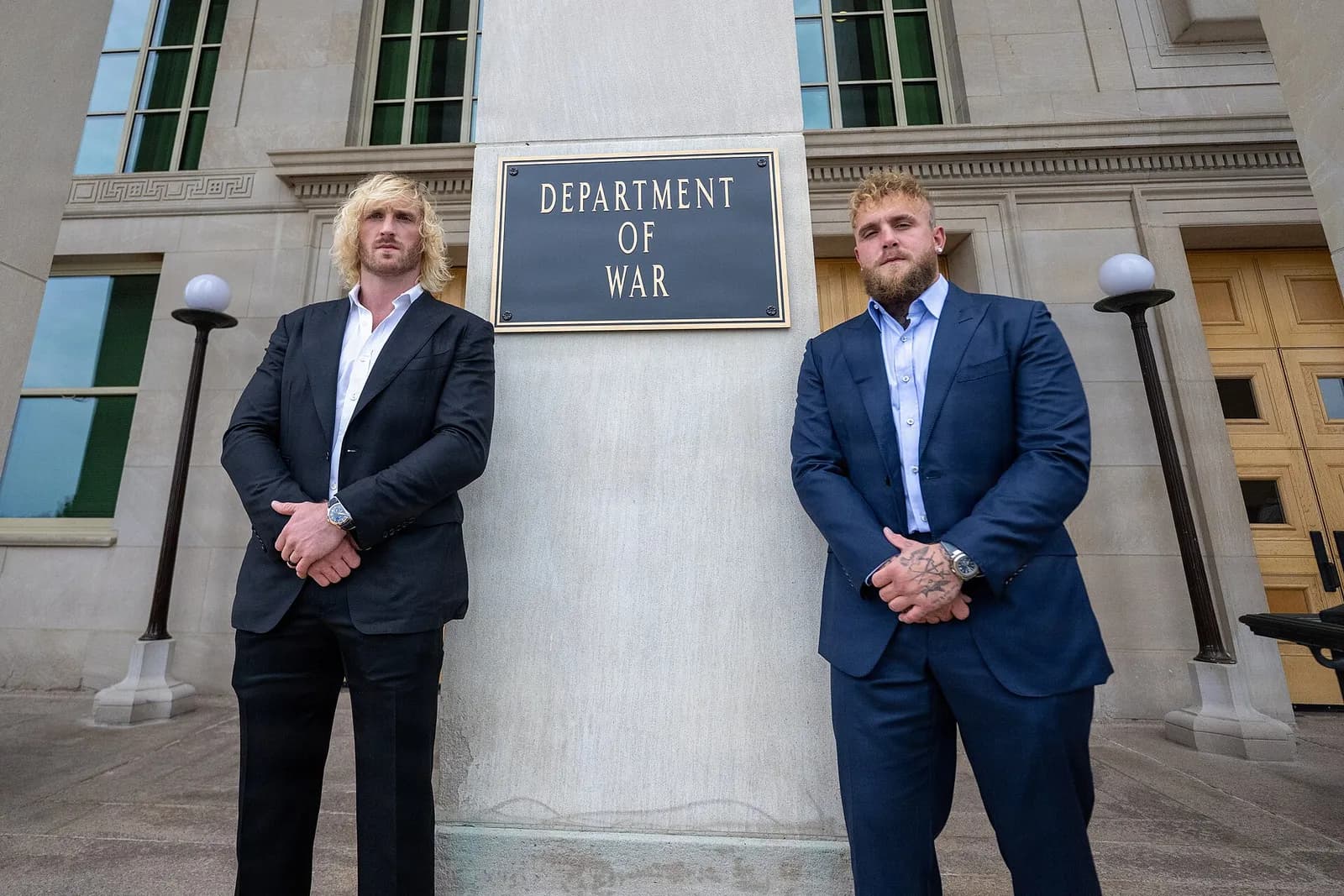 Jake Paul and Logan Paul during a visit to the Pentagon.