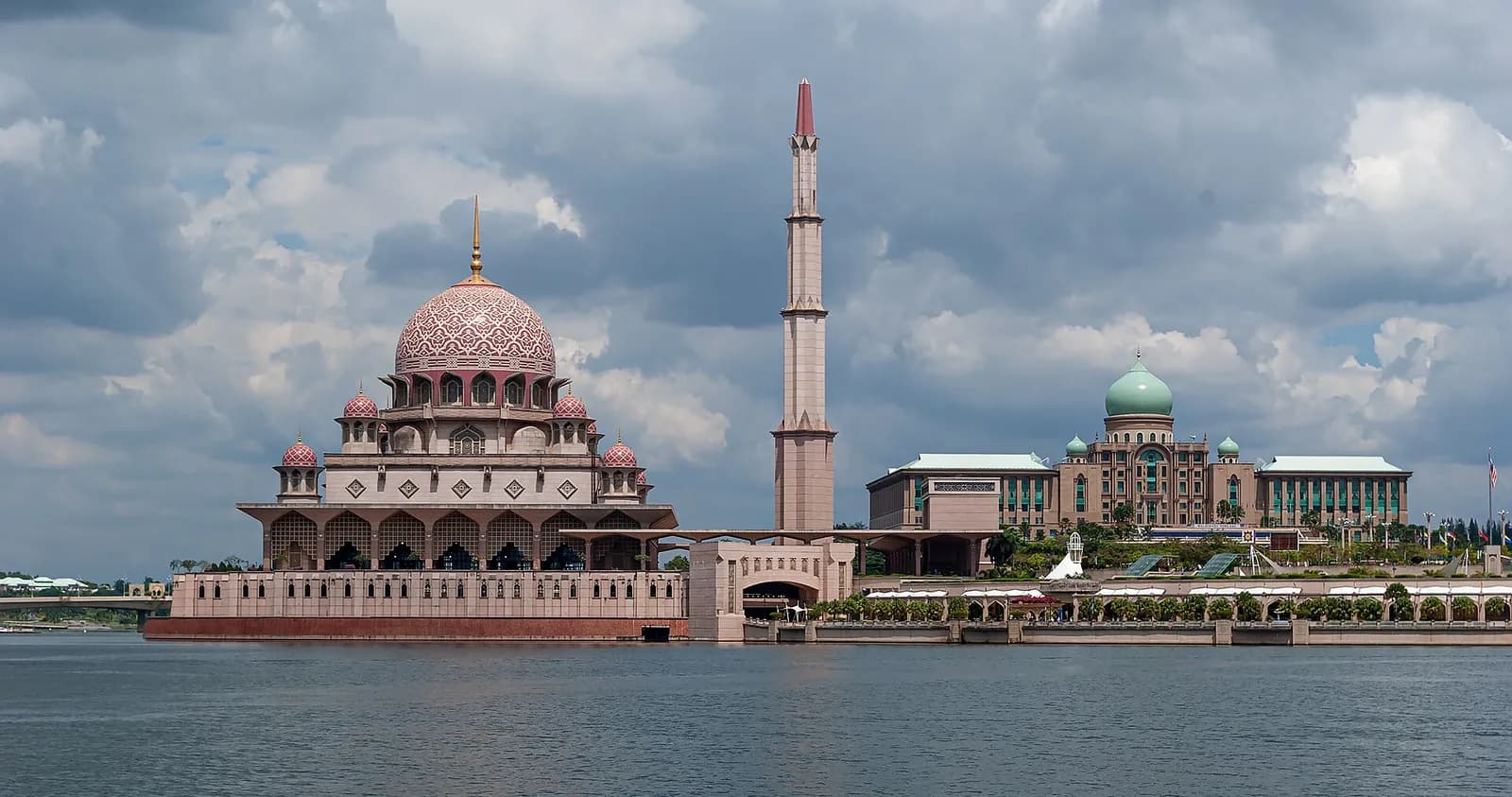 The Putra Mosque and Perdana Putra government complex in Putrajaya, Malaysia.