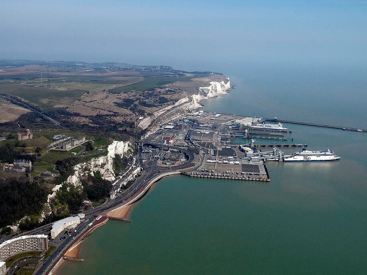Aerial view of the Eastern Docks at Dover Ferry Port