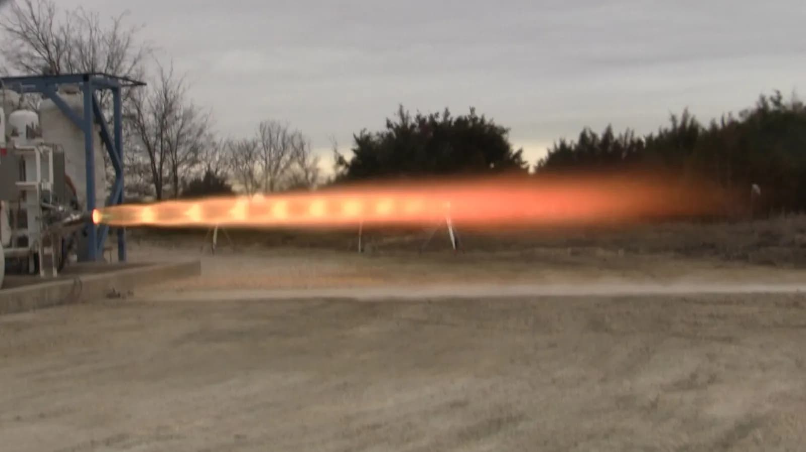 SuperDraco rocket engine firing during a test at SpaceX’s McGregor, Texas, facility.