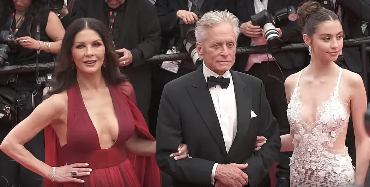 Catherine Zeta-Jones with Michael Douglas and Carys Zeta-Douglas at the 2023 Cannes Film Festival